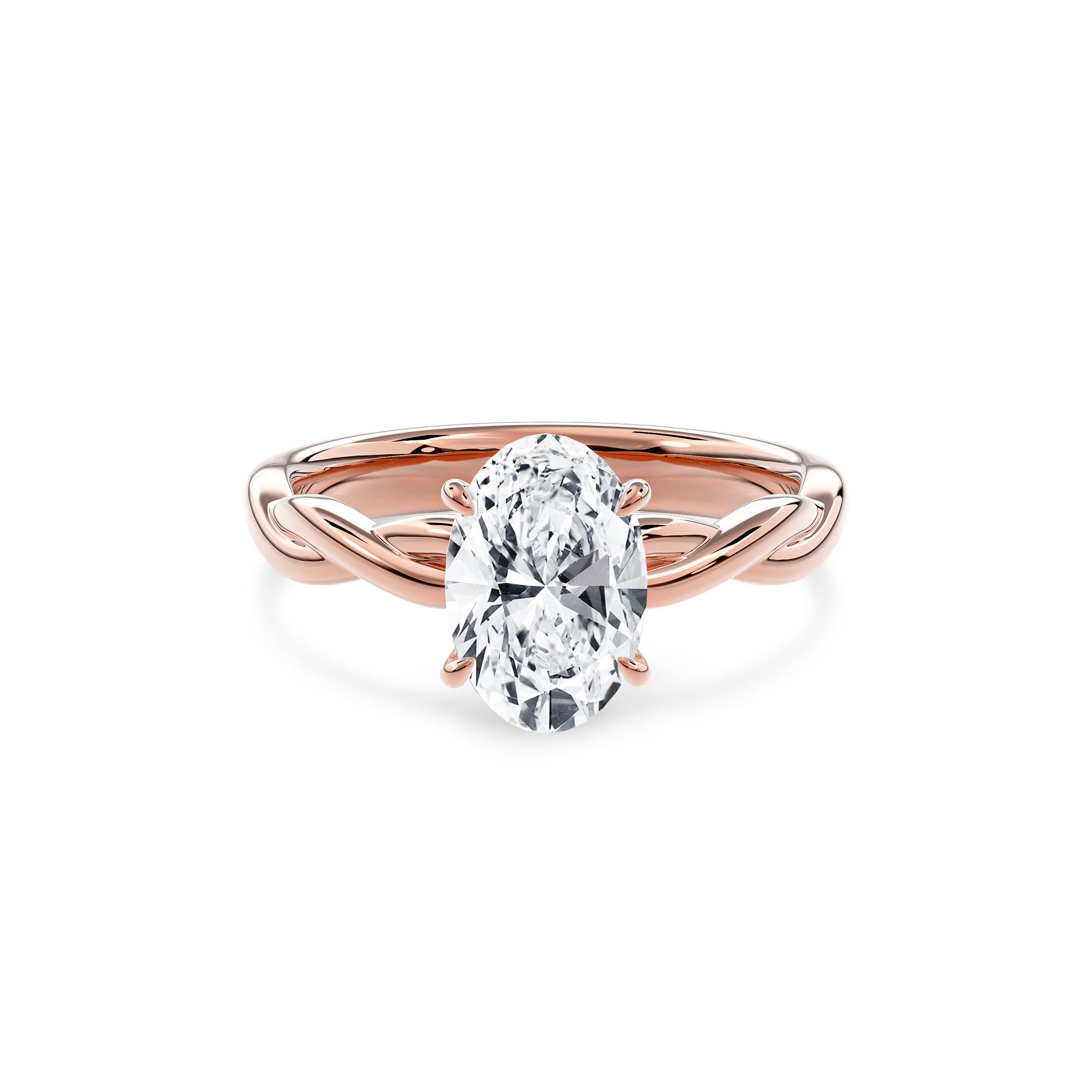 Rhea Twisted Engagement Ring Oval•Rose Gold