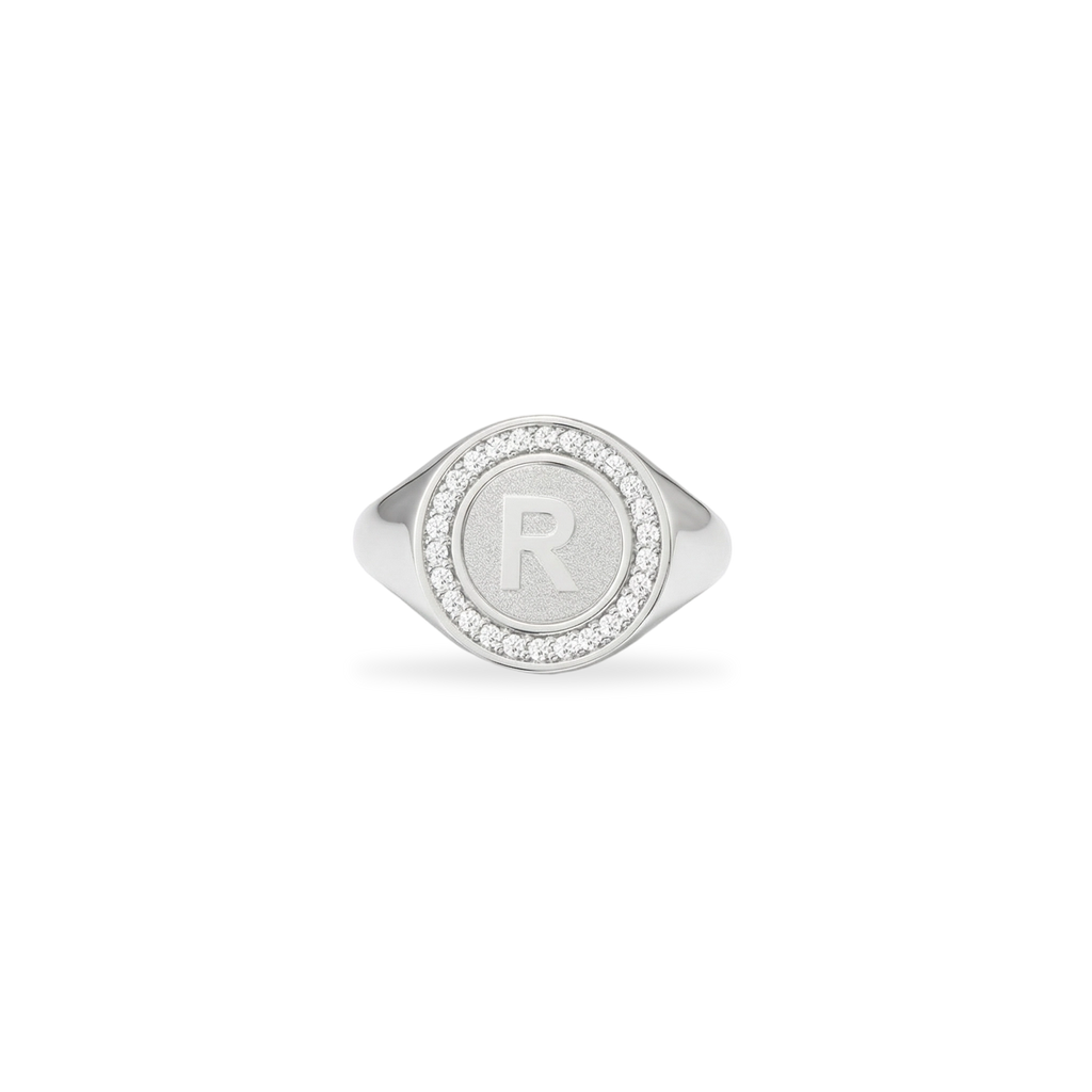 Rhodium Plated Silver Monogram Initial Ring SS25R001R
