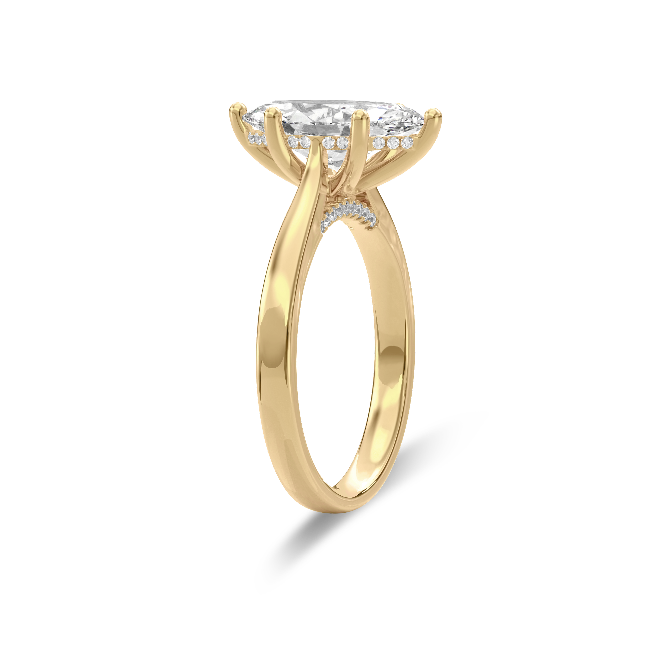 Elara Hidden Halo Salitaire Engagement Ring Marquise•Yellow Gold