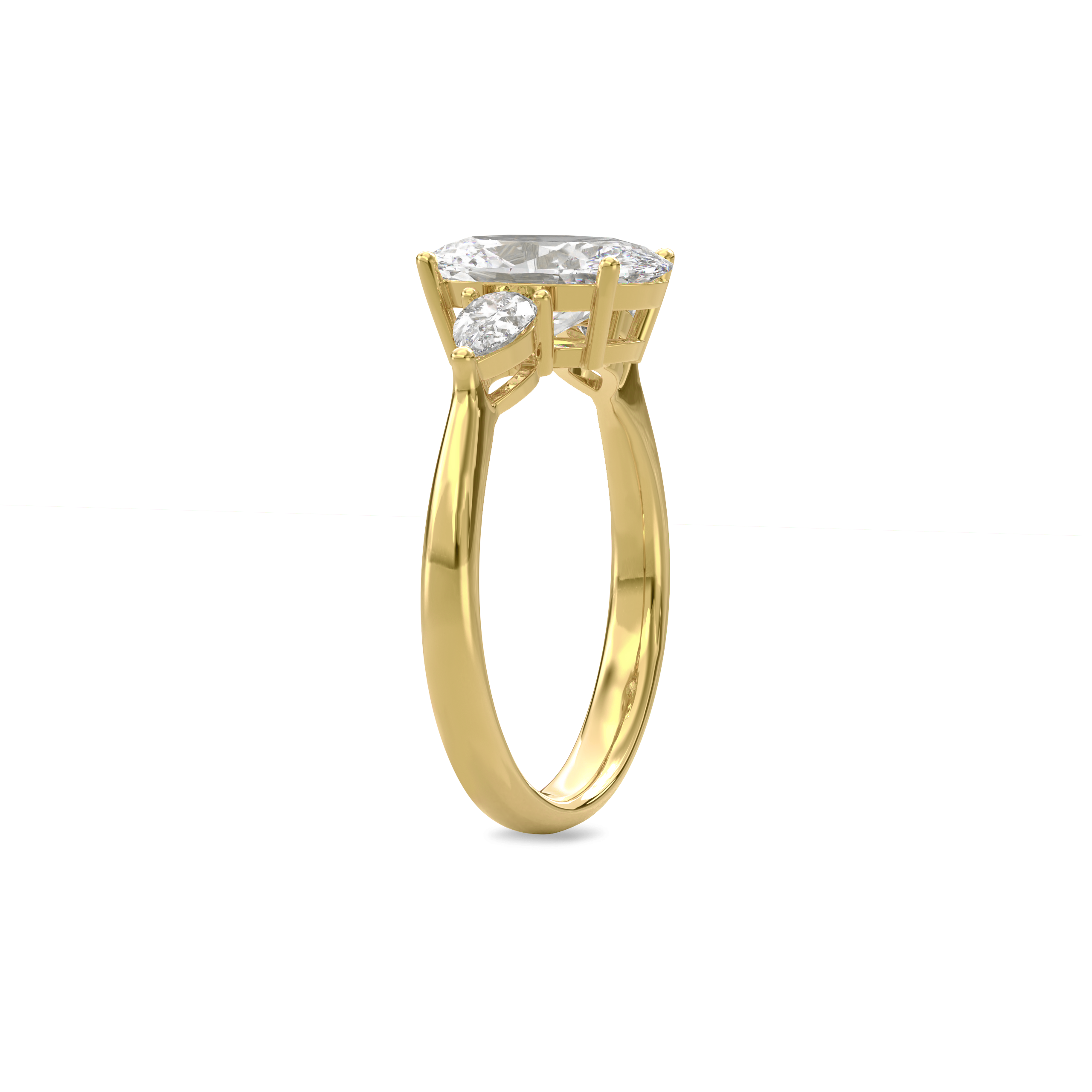 Daphnis Three Stones Engagement Ring Oval•Yellow Gold