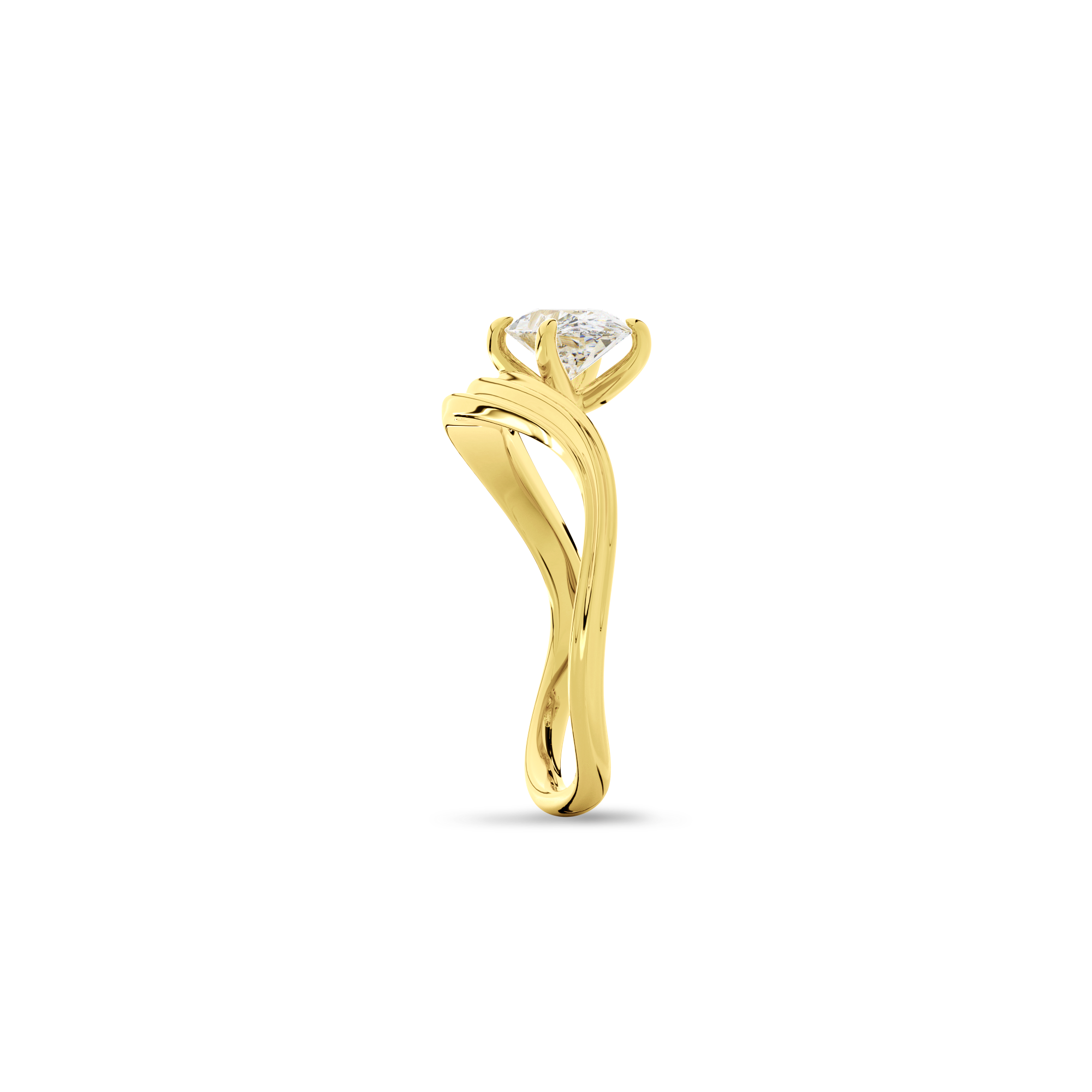 Oval  Luna Curve Ring in Yellow Gold