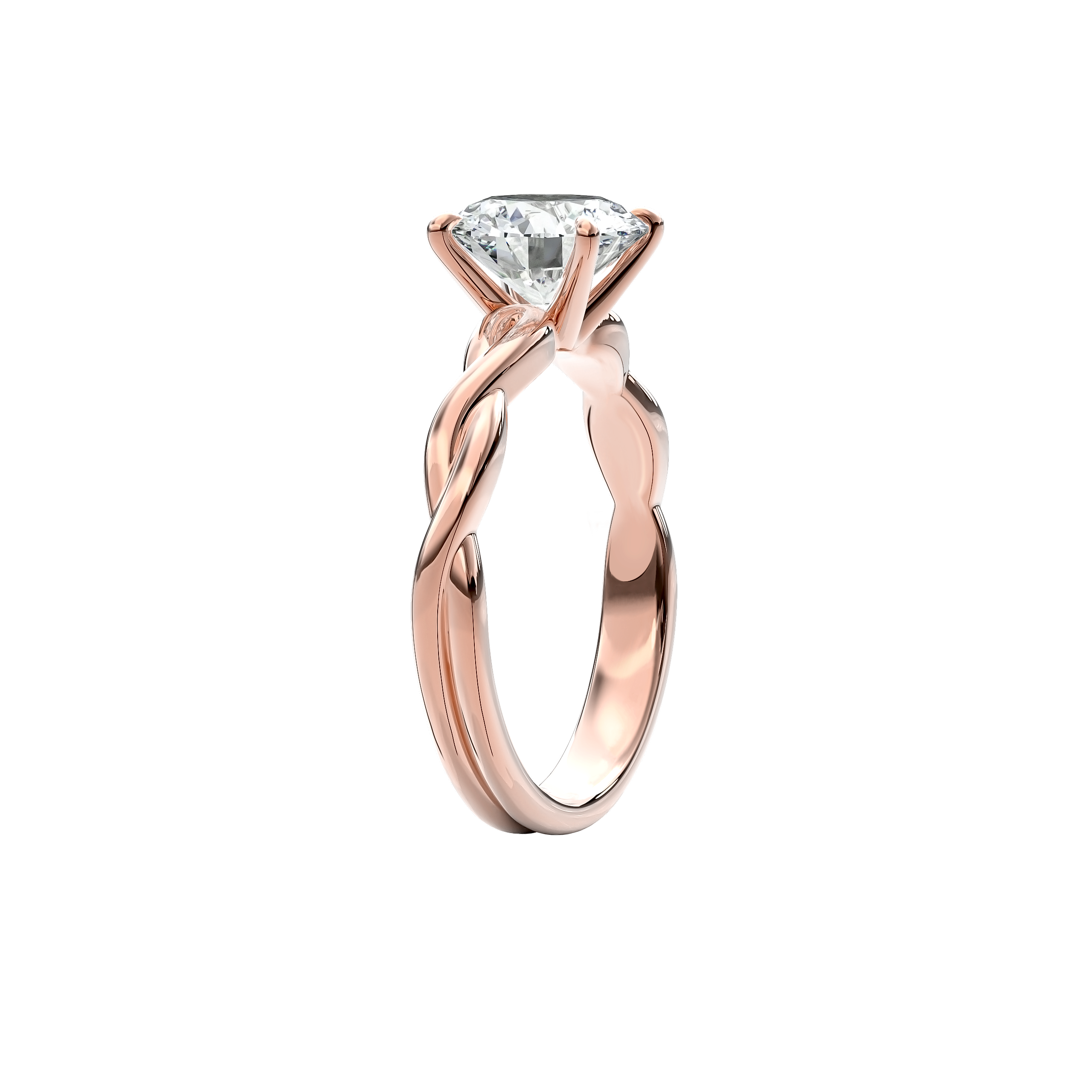 Rhea Twisted Engagement Ring Round•Rose Gold