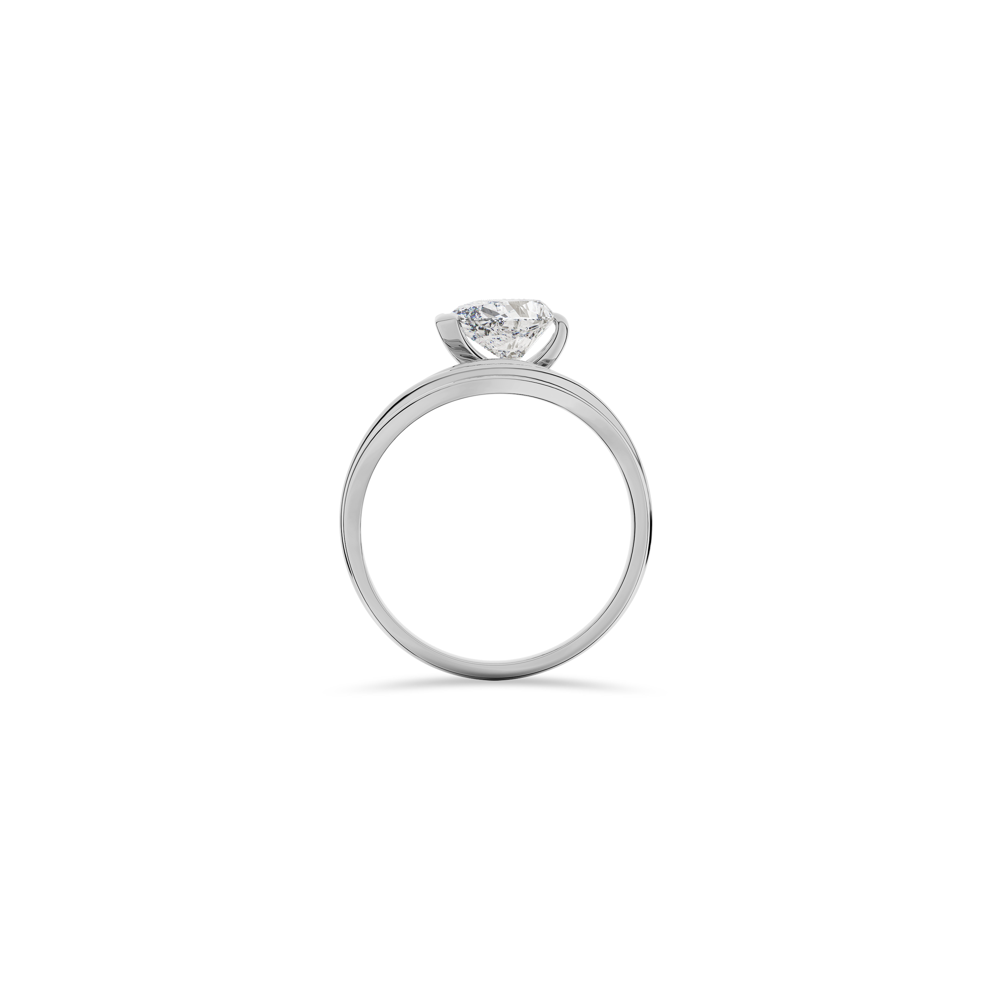 Pear  Luna Curve Ring in White Gold