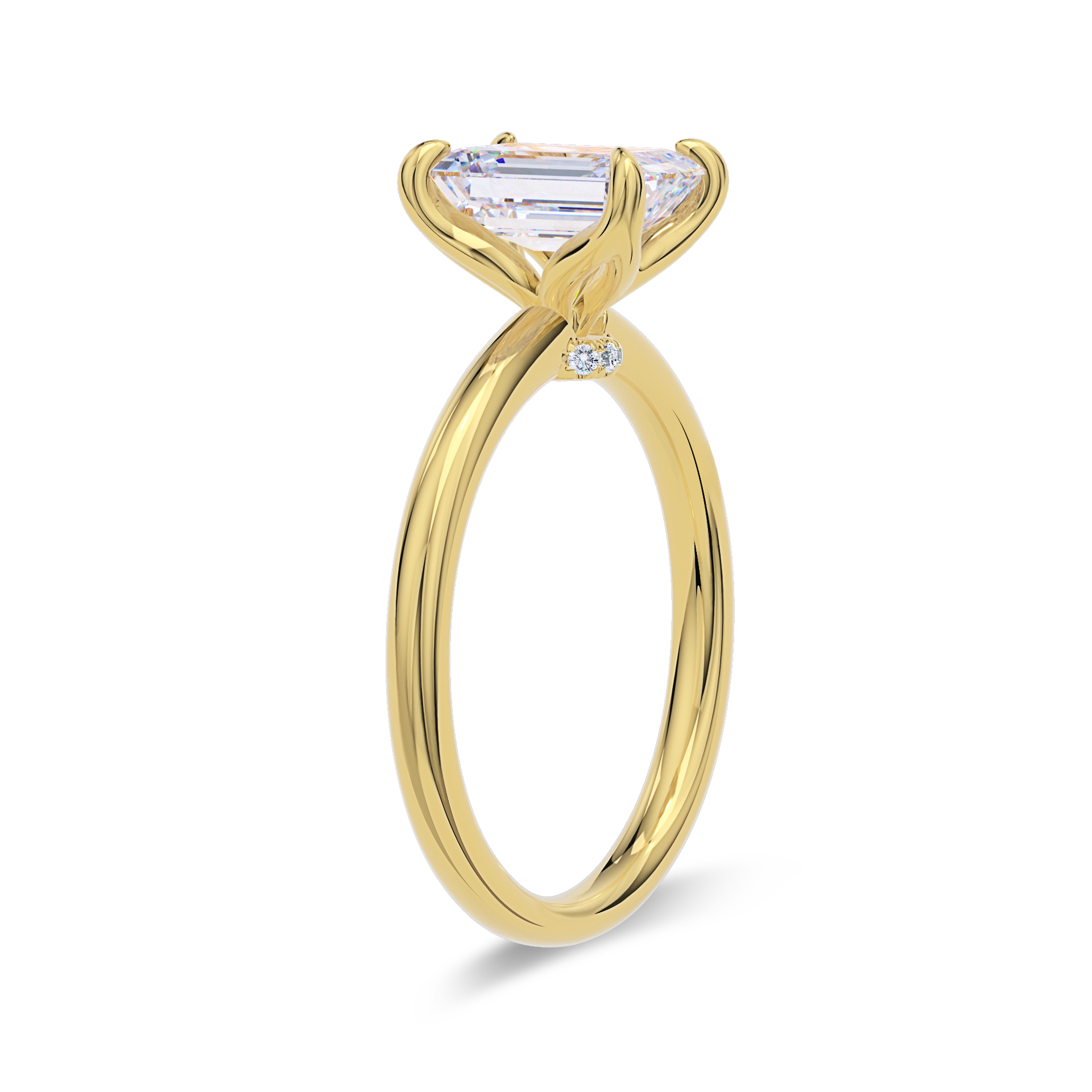 Dia Solitaire Engagement Ring Emerald•Yellow Gold