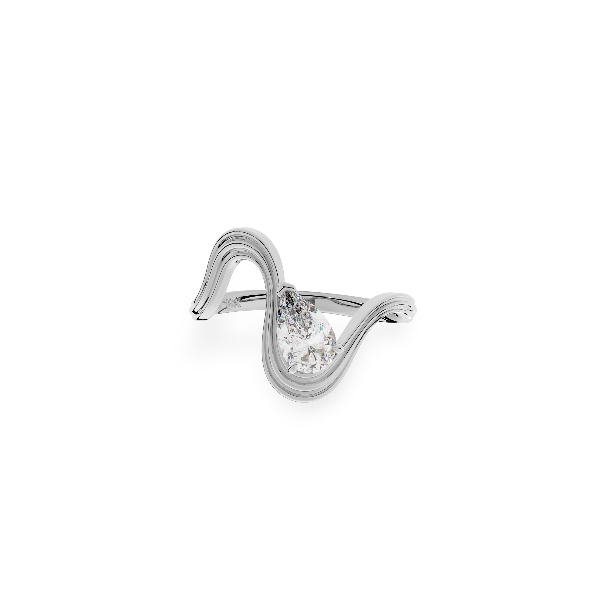 Pearl  Vela Curve Ringi in White Gold