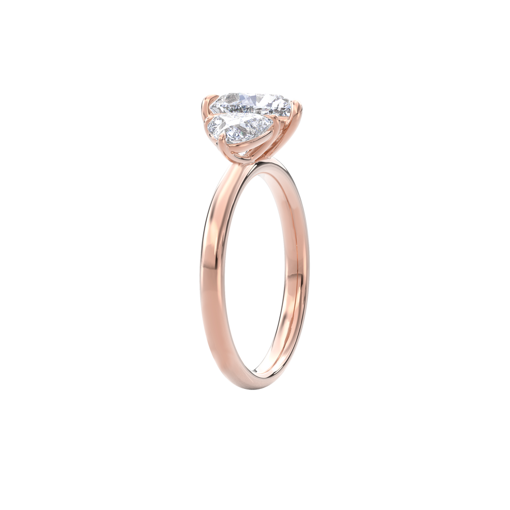 Callisto Two Stones Engagement Ring Heart•Rose Gold