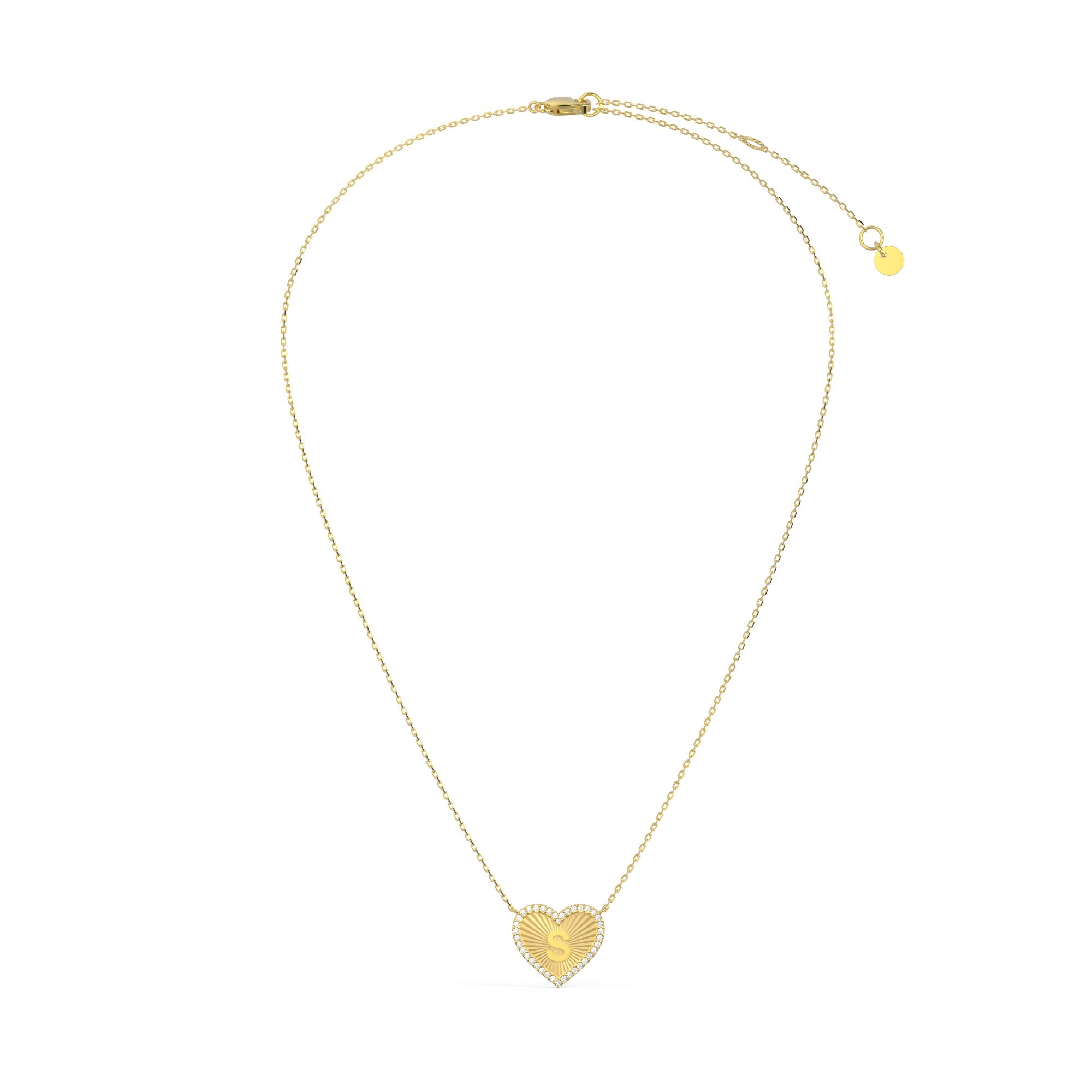 18k Gold Plate Heart Initial Necklace（Pleated）AW24N008A