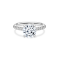 Dia Solitaire Pave Engagement Ring Round•White Gold