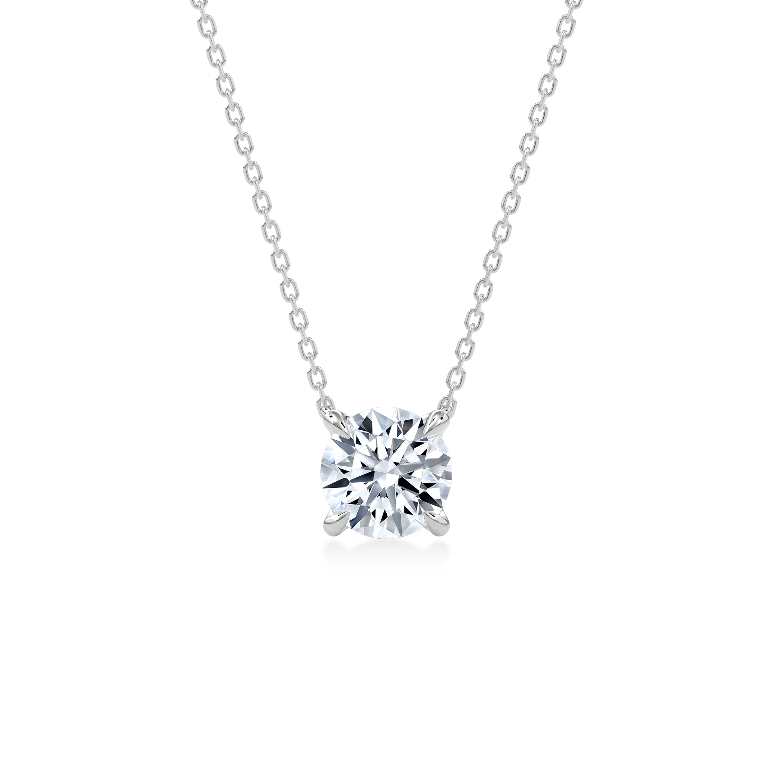 Dia Solitaire Necklace Round•White Gold