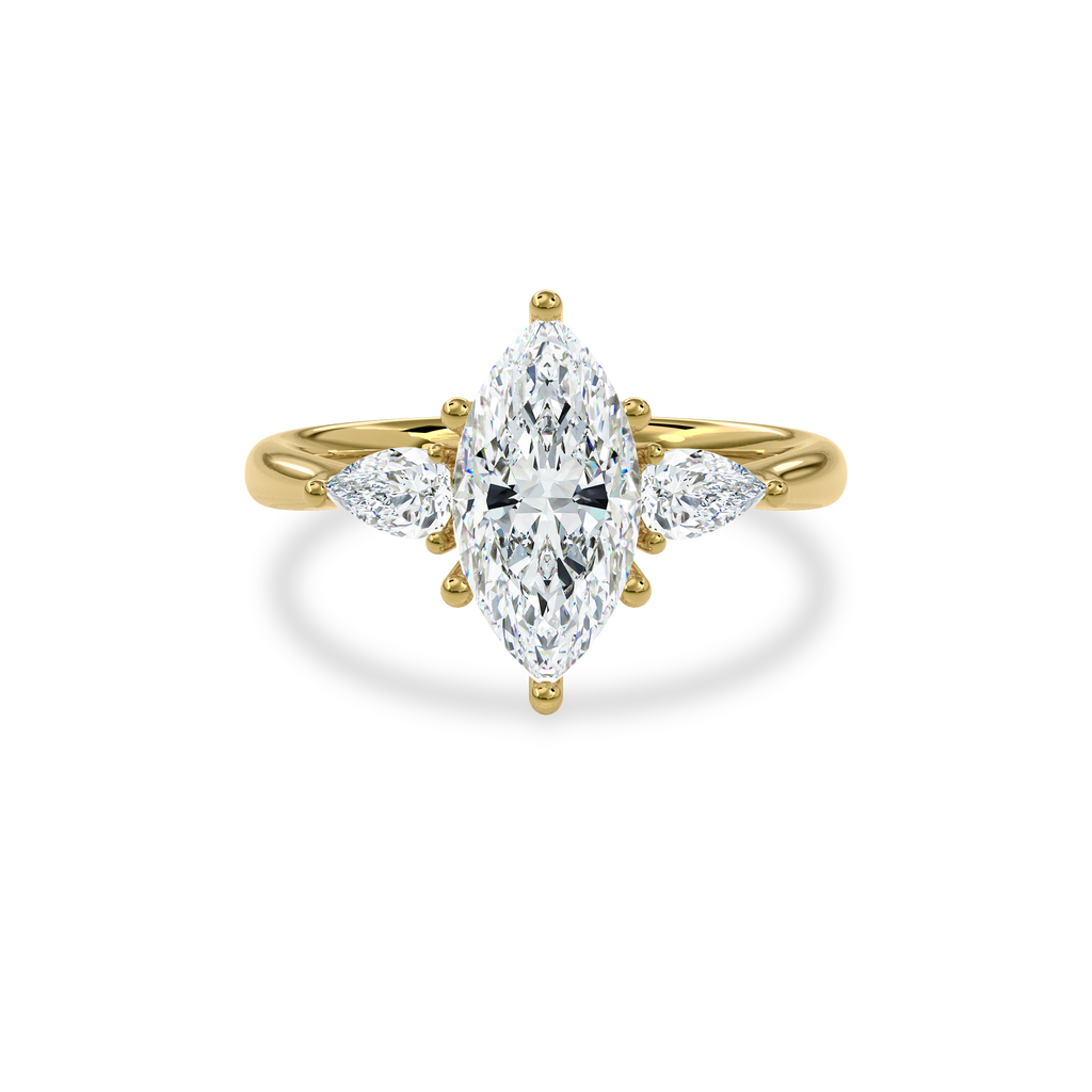 Daphnis Three Stones Engagement Ring Marquise•Yellow Gold