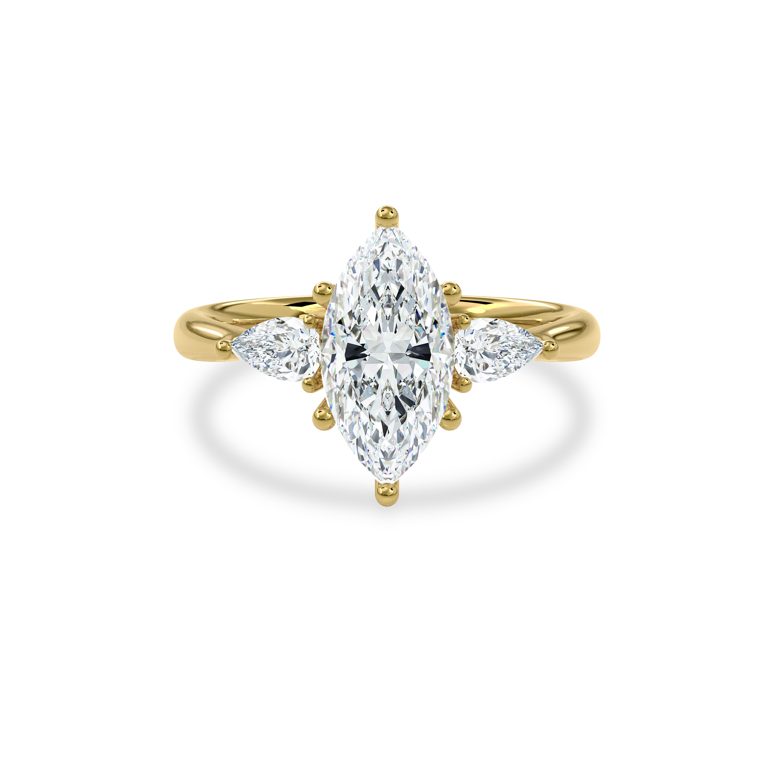 Daphnis Three Stones Engagement Ring Marquise•Yellow Gold