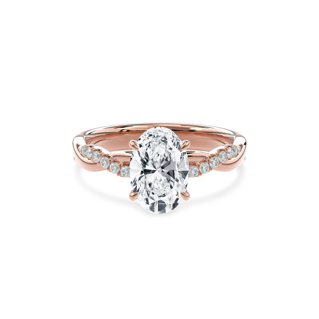 Rhea Twisted Pave Engagement Ring Oval•Rose Gold