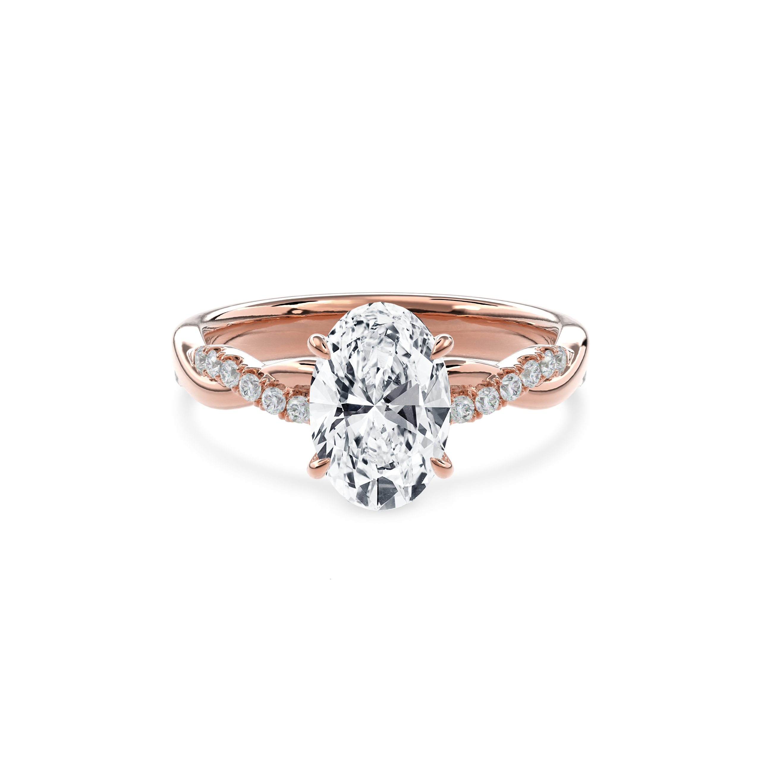 Rhea Twisted Pave Engagement Ring Oval•Rose Gold