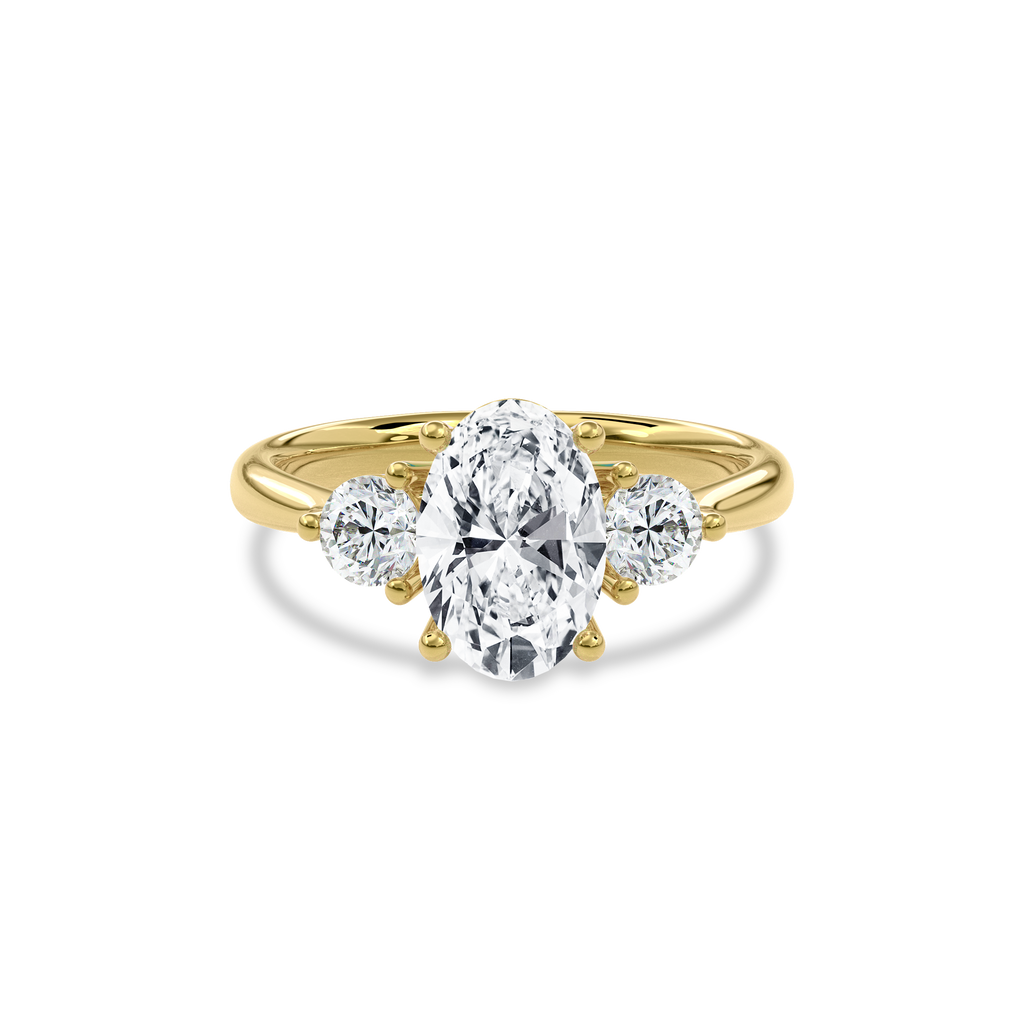 Daphnis Three Stones Engagement Ring Oval•Yellow Gold