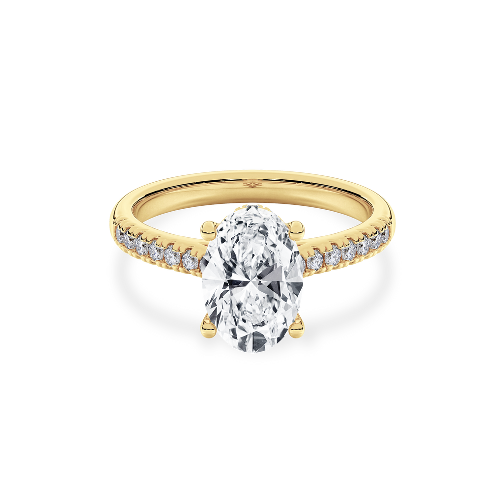Hidden Halo II Oval Lab Grown Diamond Ring in 14K Gold