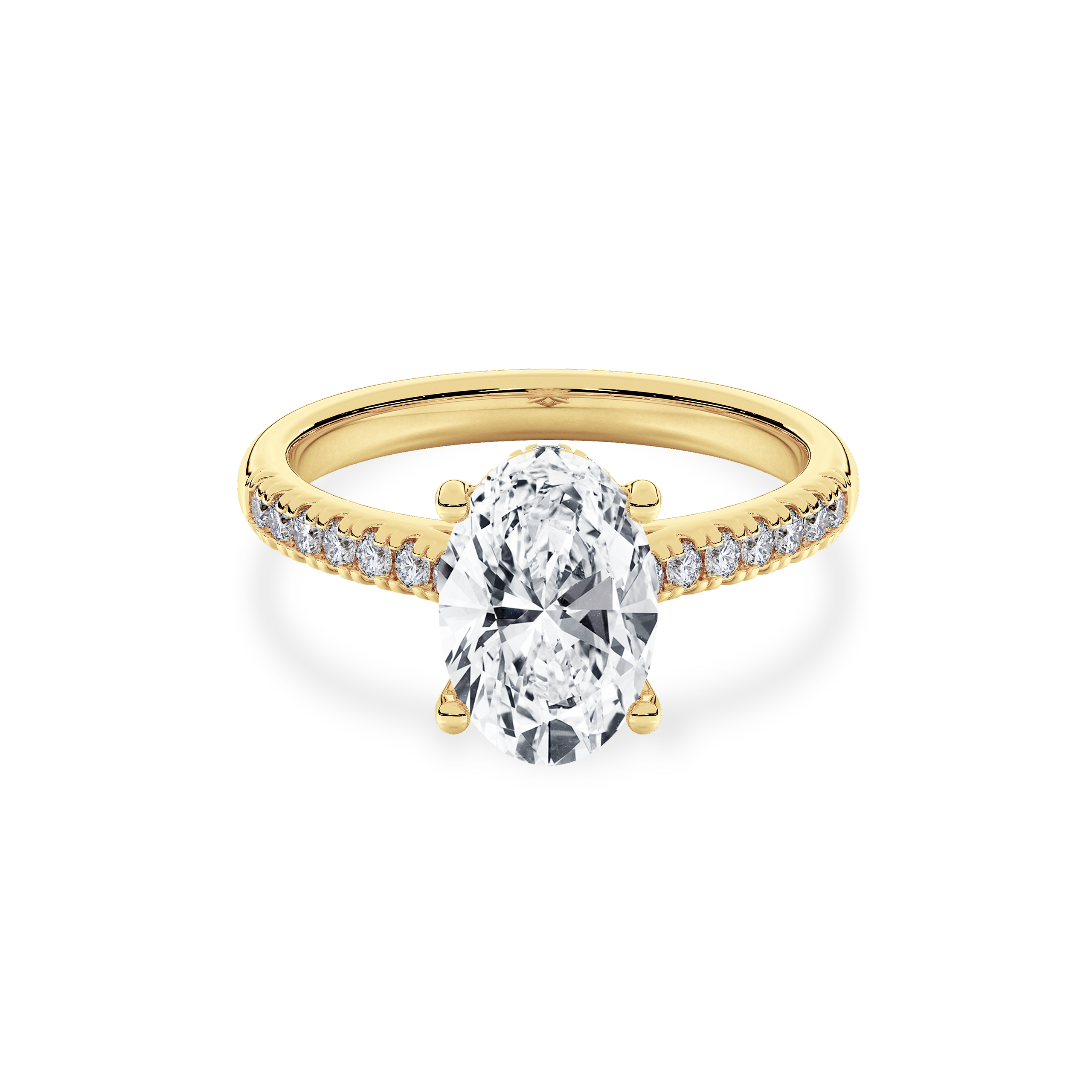 Hidden Halo II Oval Lab Grown Diamond Ring in 14K Gold