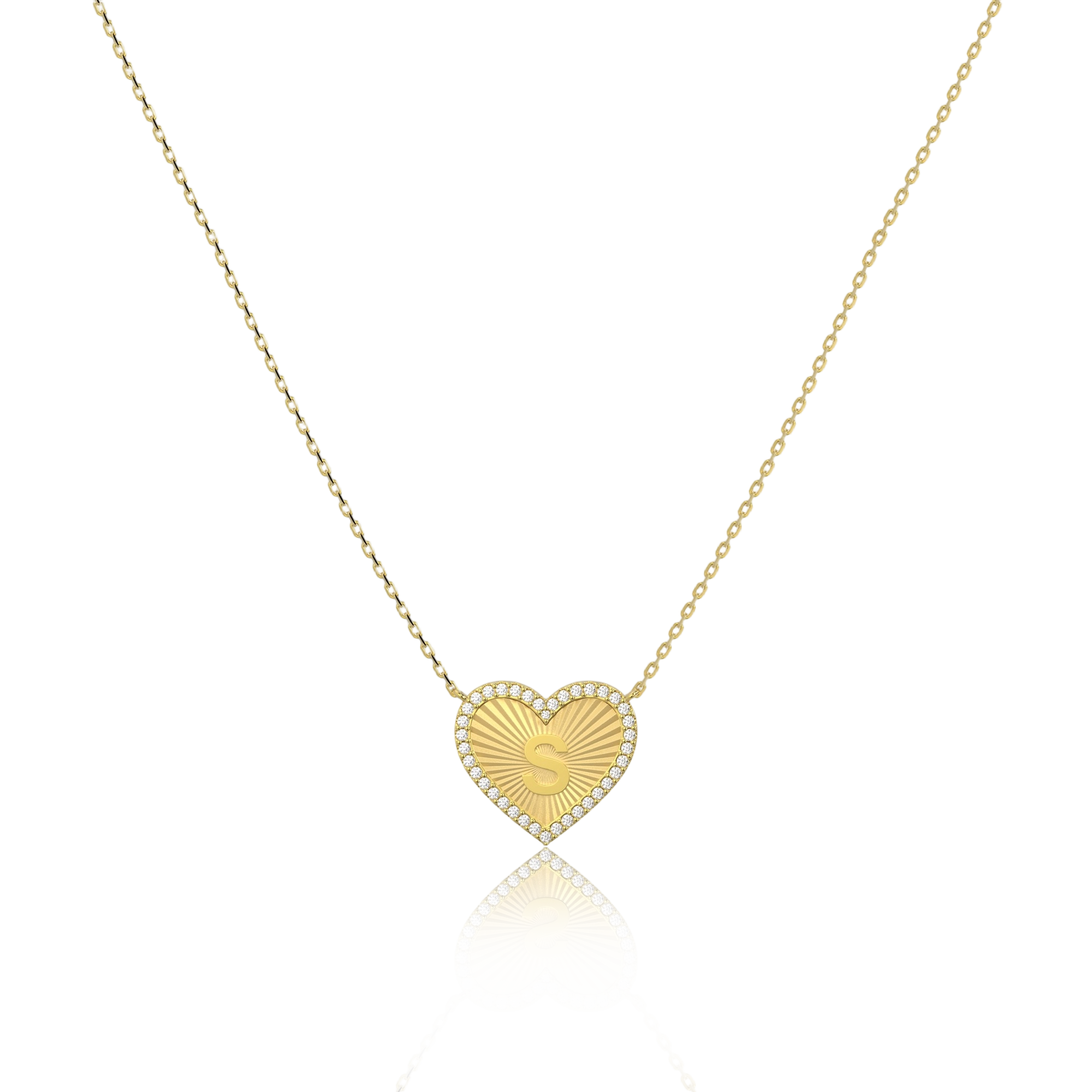 18k Gold Plate Heart Initial Necklace（Pleated）AW24N008A