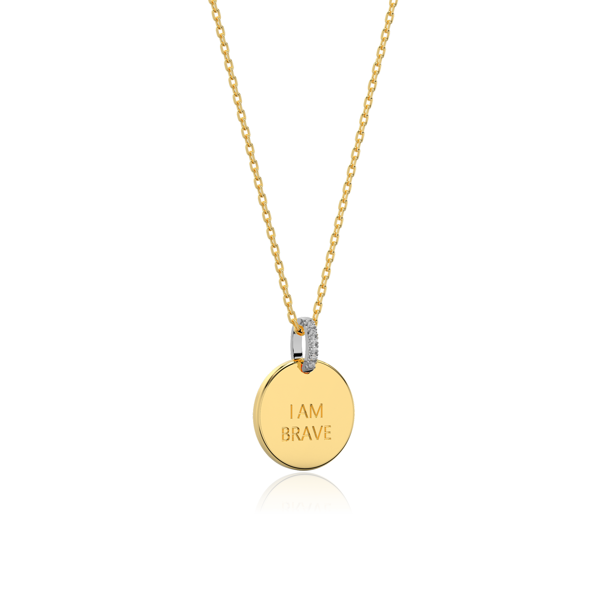 18K Gold Plated Silver Round Engravable Necklace SS25N001R