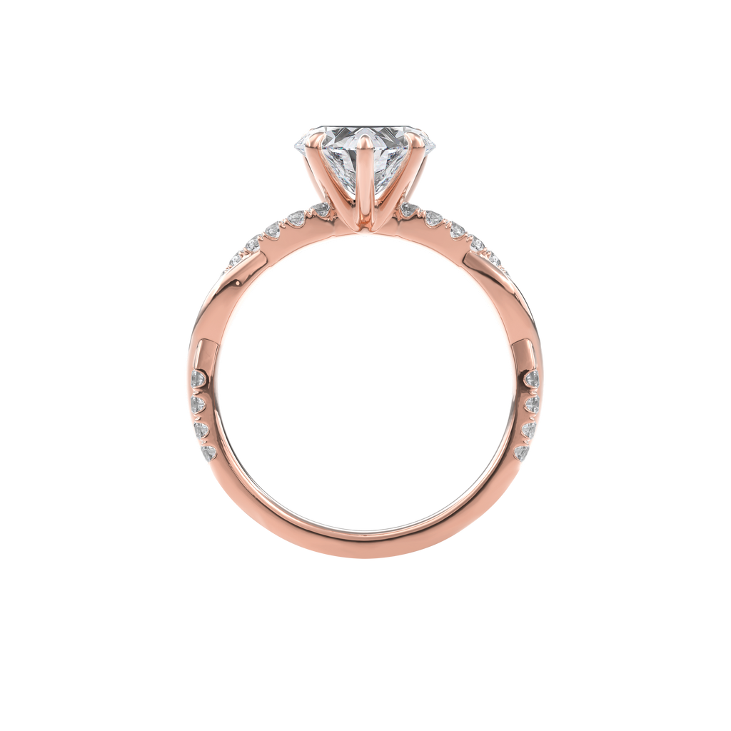 Rhea Twisted Pave Engagement Ring Heart•Rose Gold