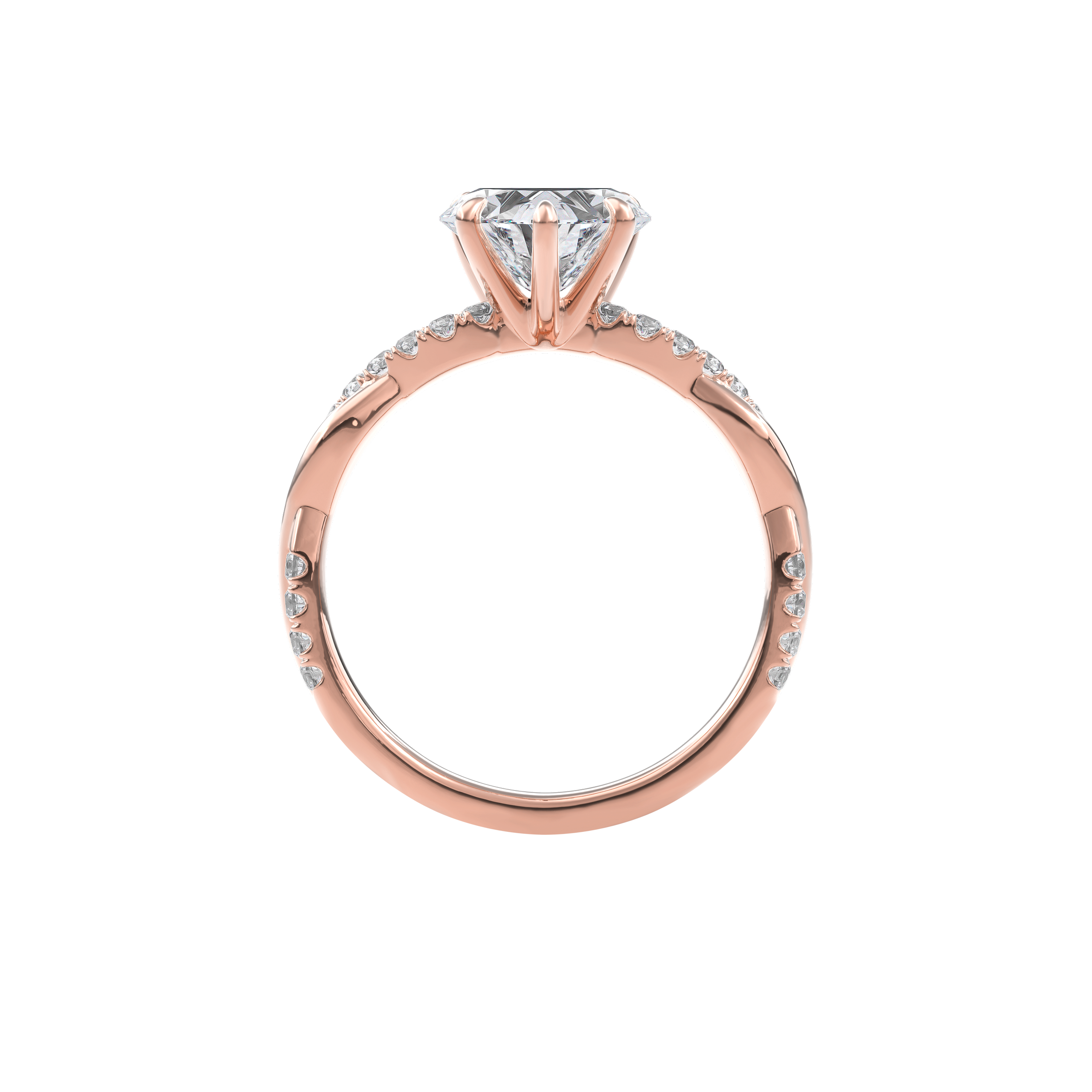 Rhea Twisted Pave Engagement Ring Heart•Rose Gold
