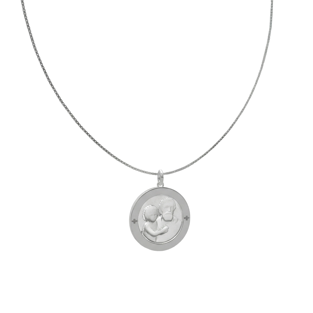 Rhodium Plated Round CircaCarve Necklace for Both Men and Women