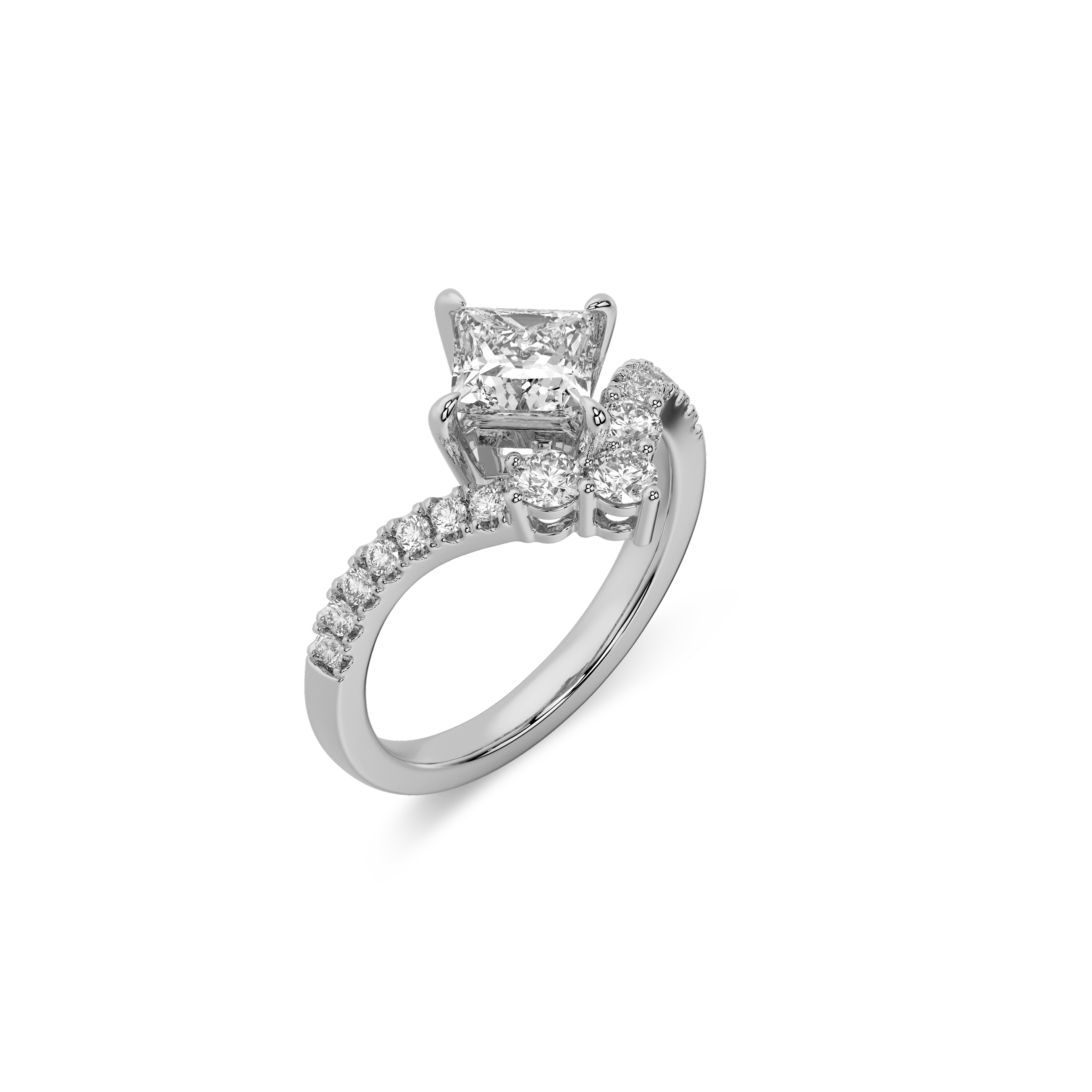 Princess Tiara Ring in 14k White Gold