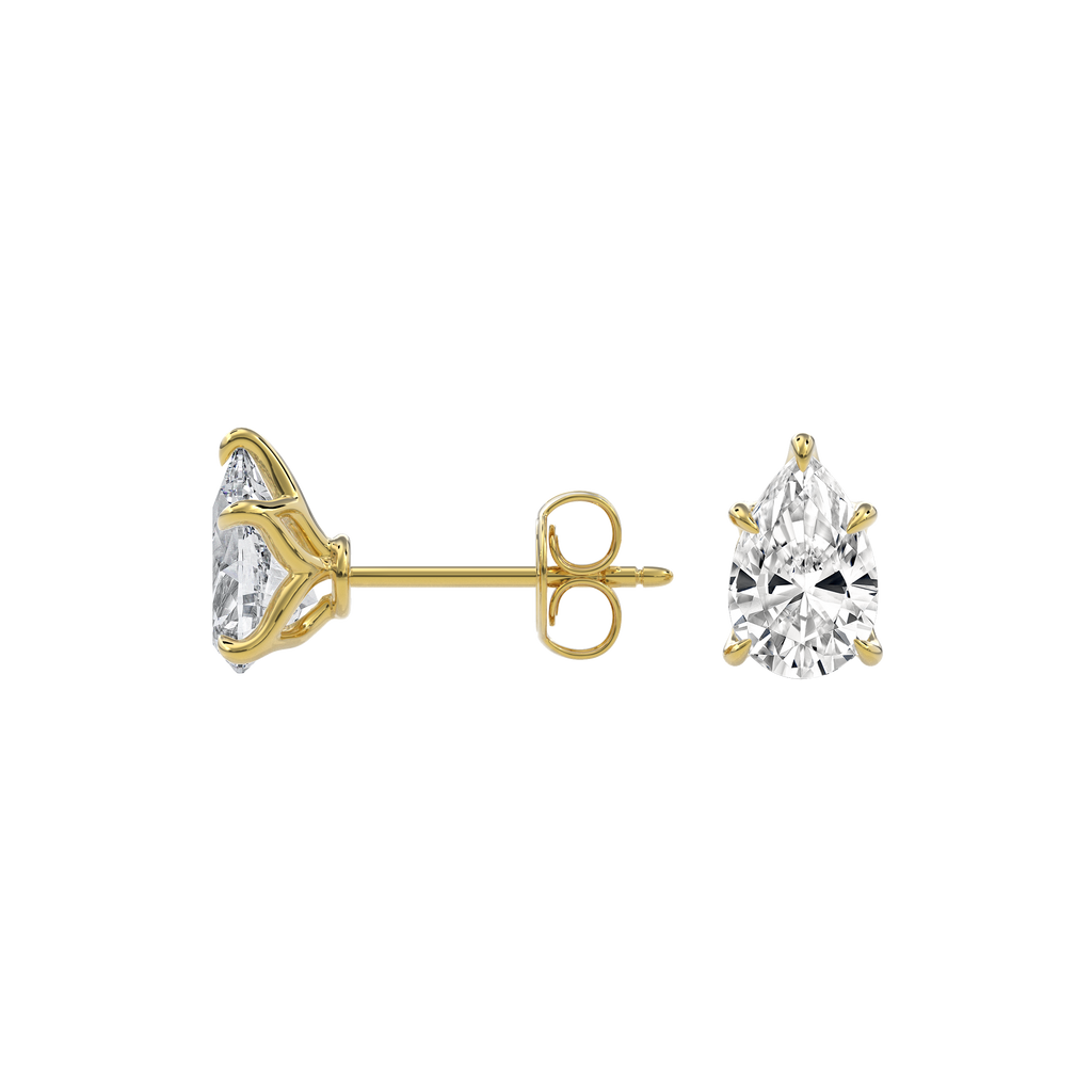 Dia Solitaire Single Stud Earring Pear•Yellow Gold
