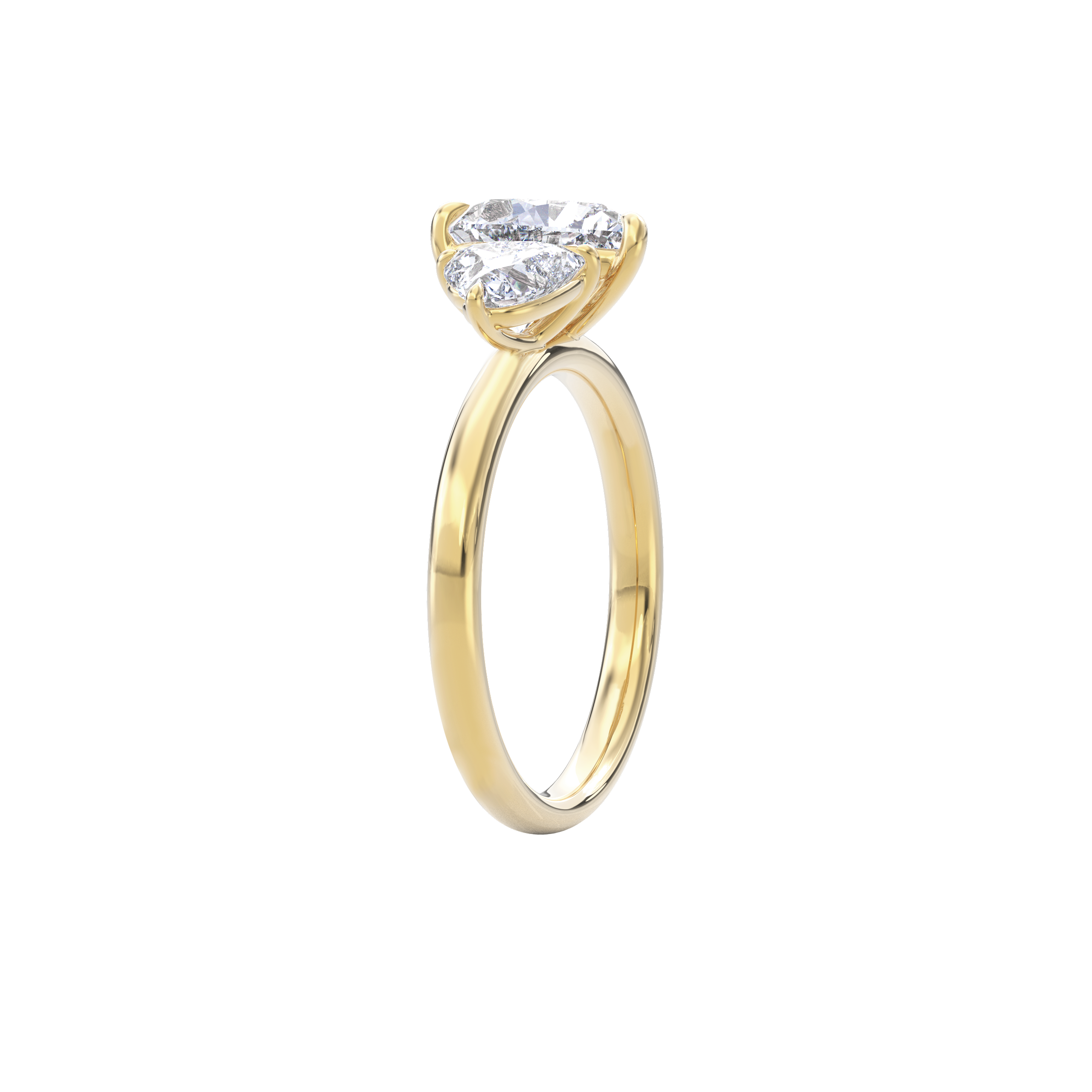 Callisto Two Stones Engagement Ring Heart•Yellow Gold