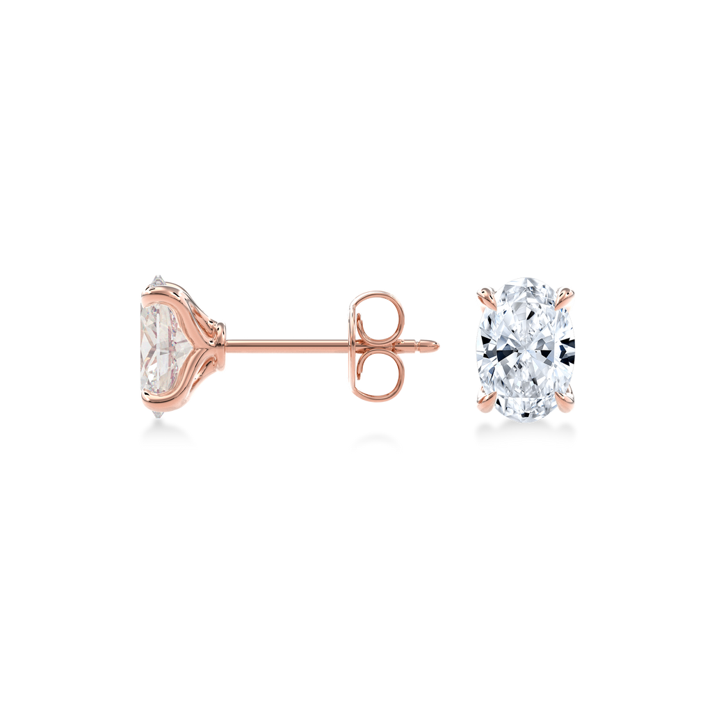 Dia Oval LGD Classic Stud Earring in 14K Rose Gold (Single Earring)
