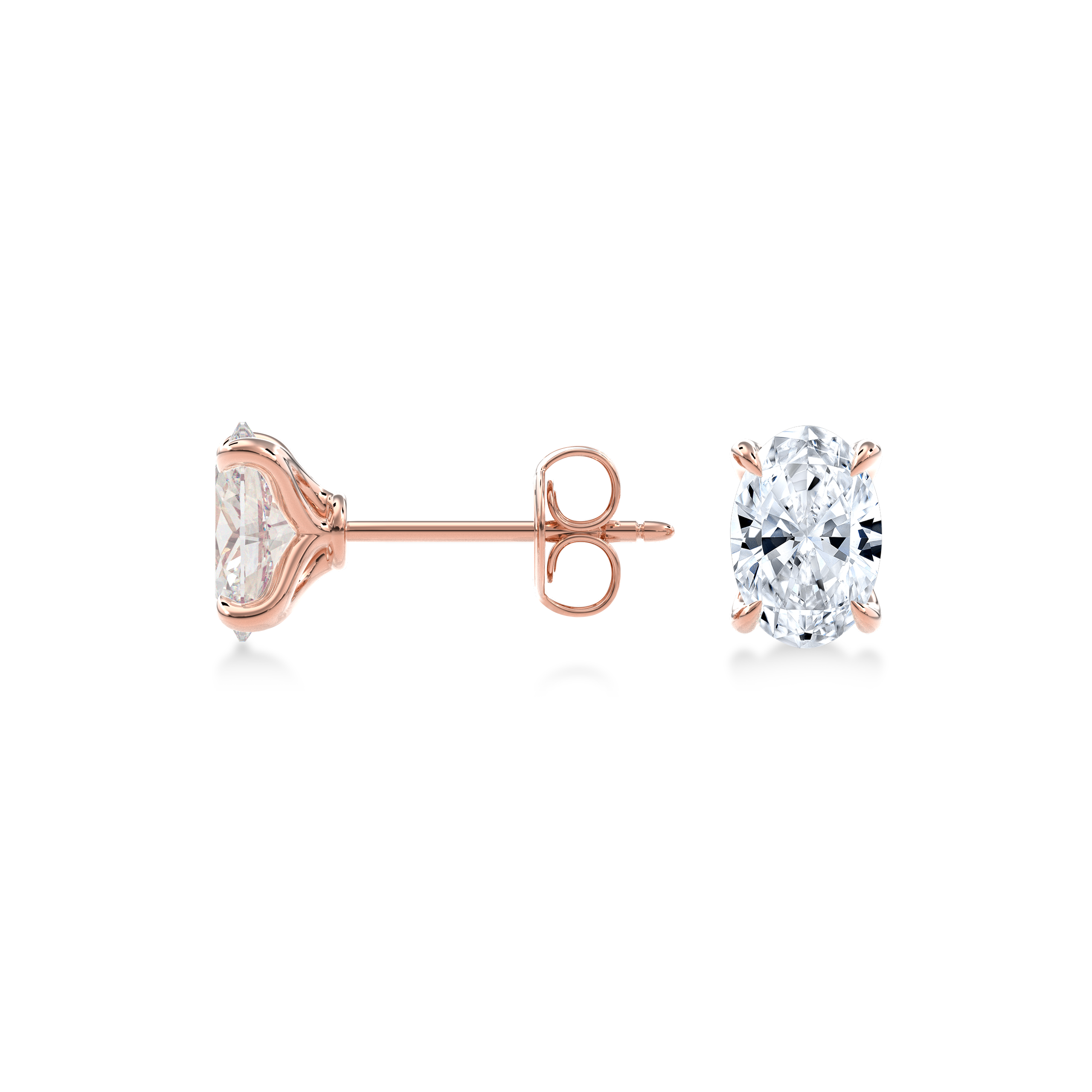 Dia Oval LGD Classic Stud Earring in 14K Rose Gold (Single Earring)