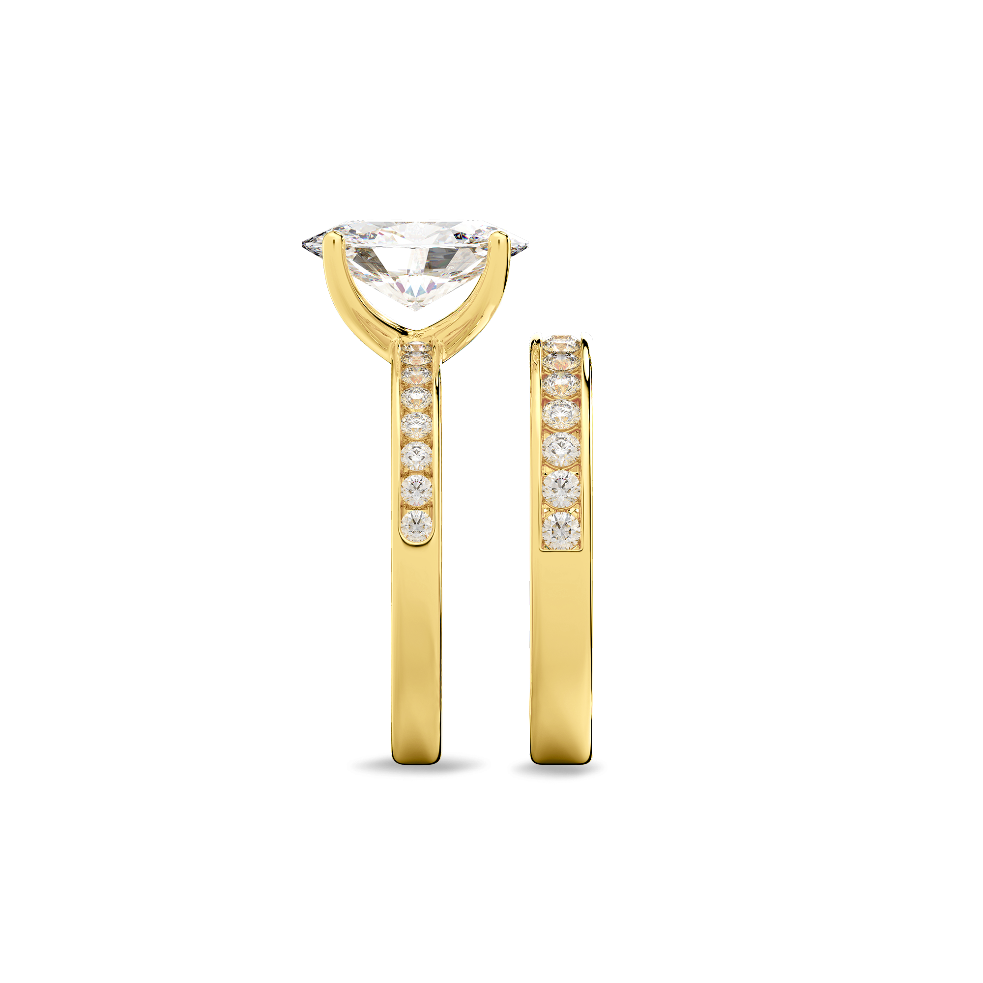 Channel Set Round Diamond Engagement Ring in 14k Yellow Gold