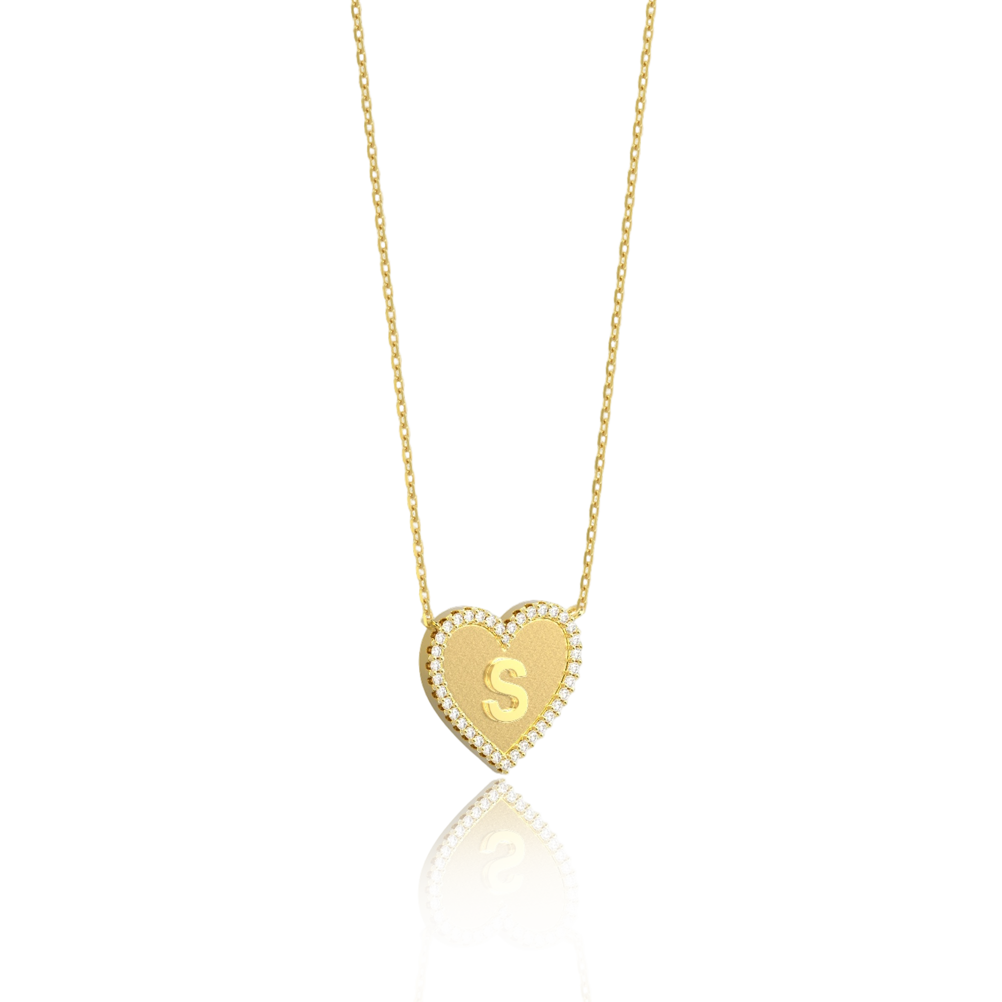 18k Gold Plated Silver Heart Initial Necklace AW24N003G