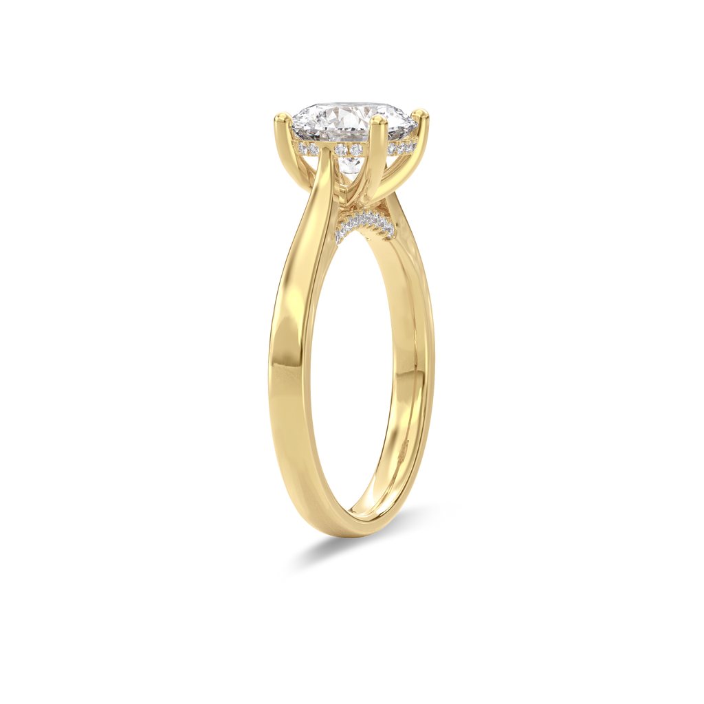 Elara Hidden Halo Salitaire Engagement Ring Round•Yellow Gold