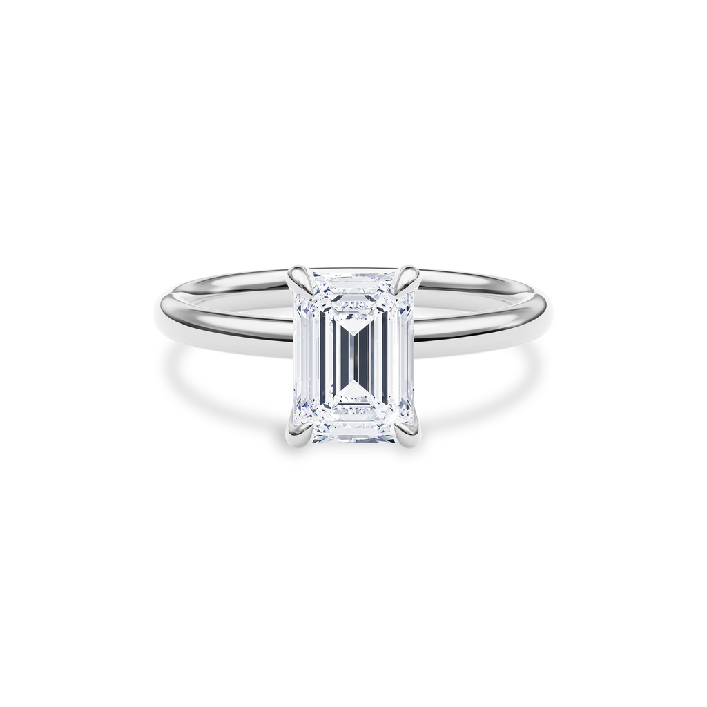 Dia Solitaire Engagement Ring Emerald•White Gold