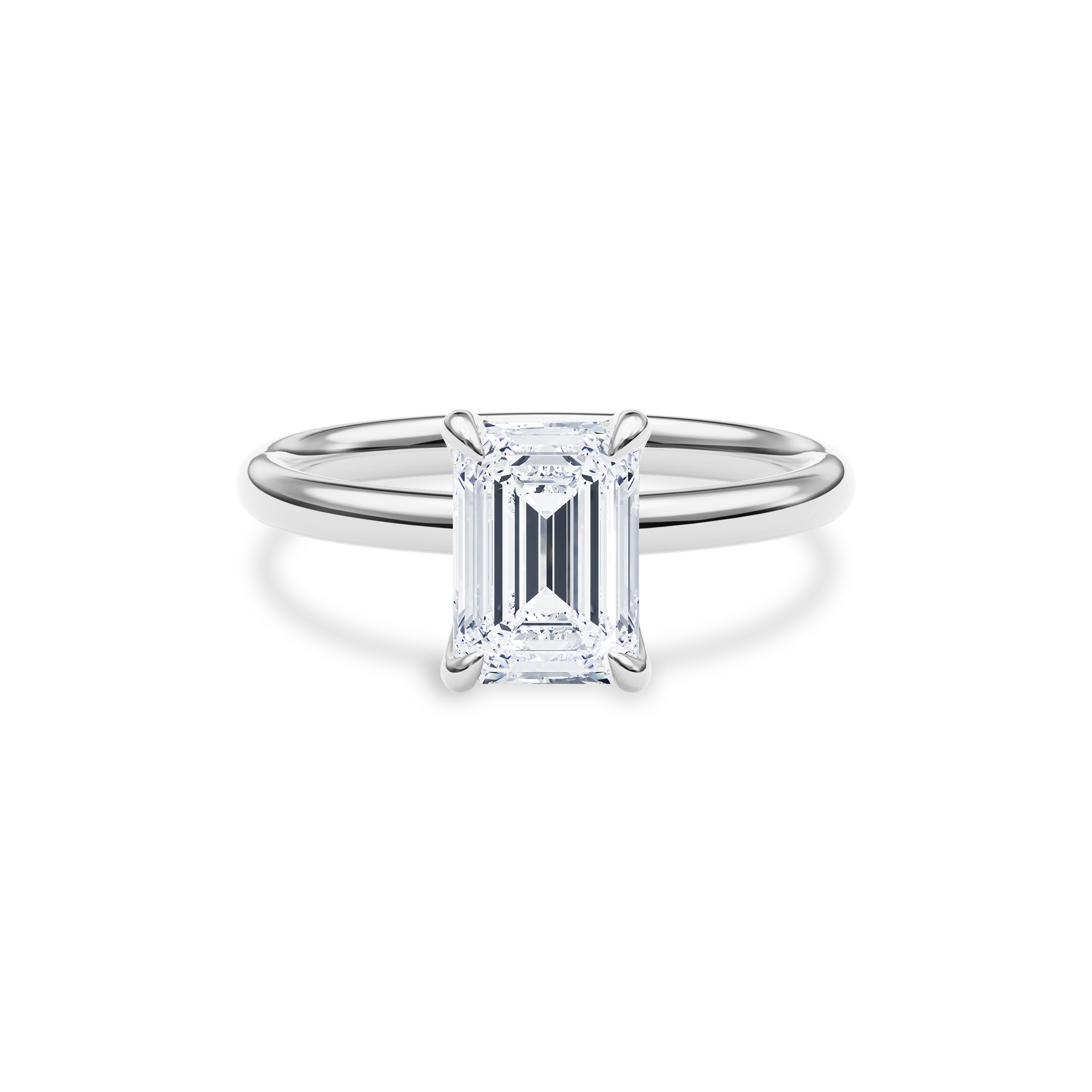 Dia Solitaire Engagement Ring Emerald•White Gold