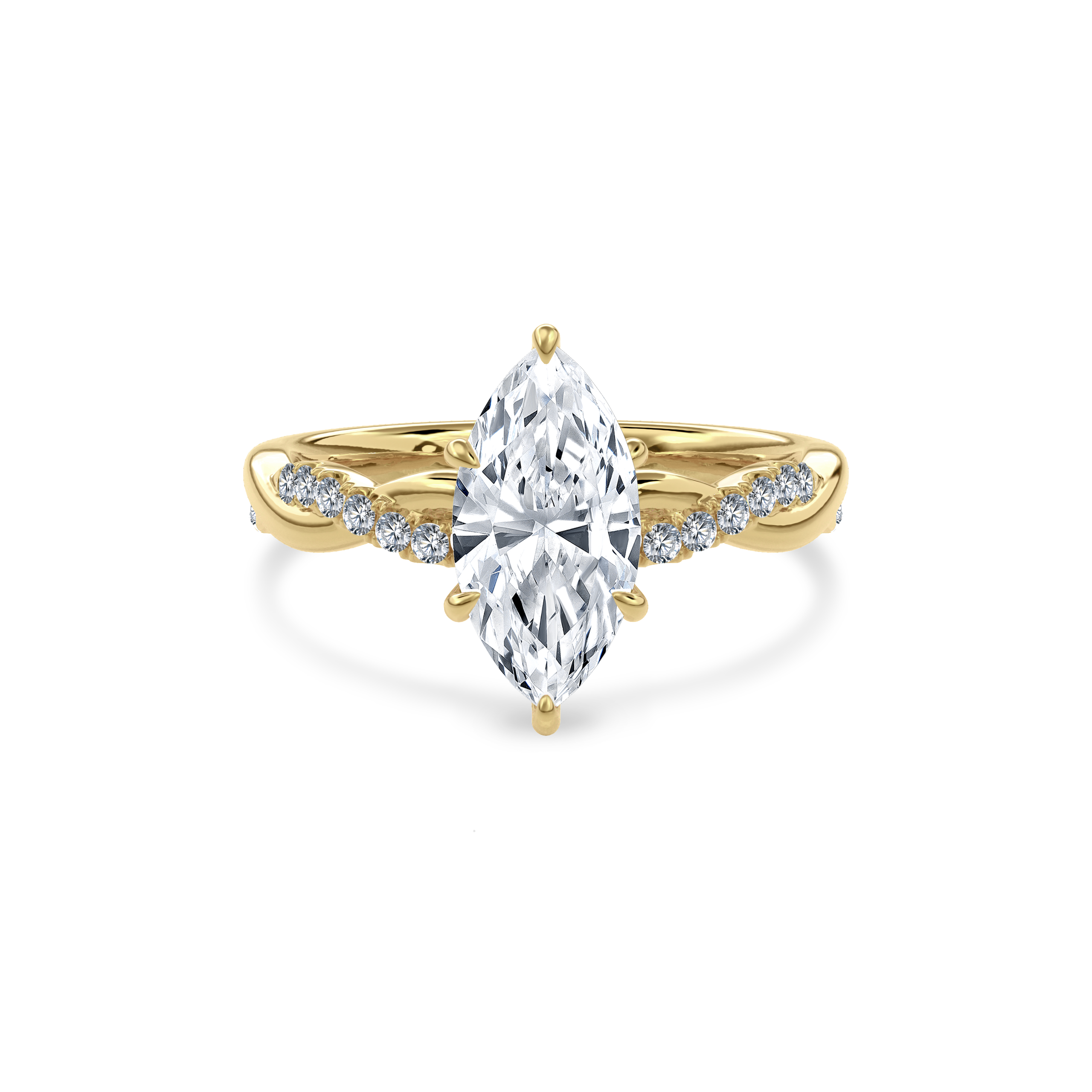 Rhea Twisted Pave Engagement Ring Marquise•Yellow Gold