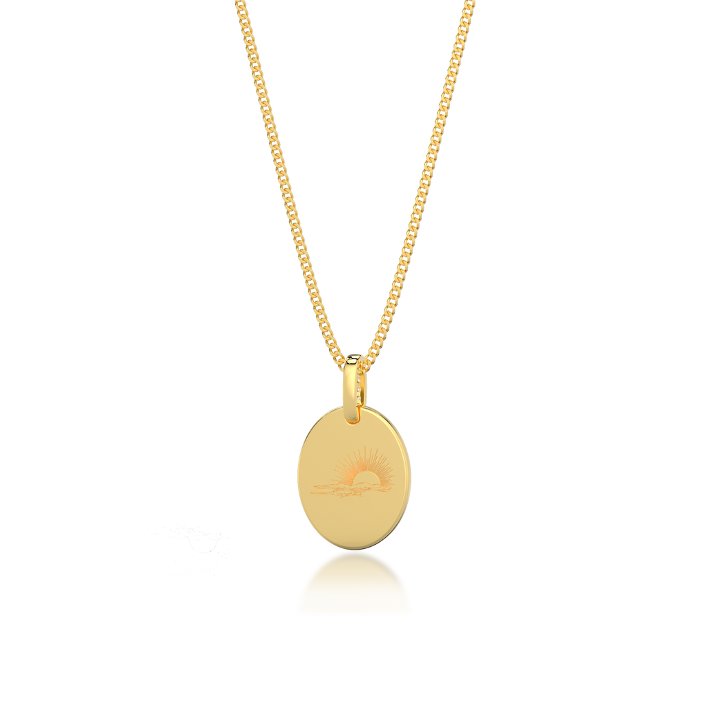 18K Gold Plated Silver Oval Engravable Necklace SS25N001O