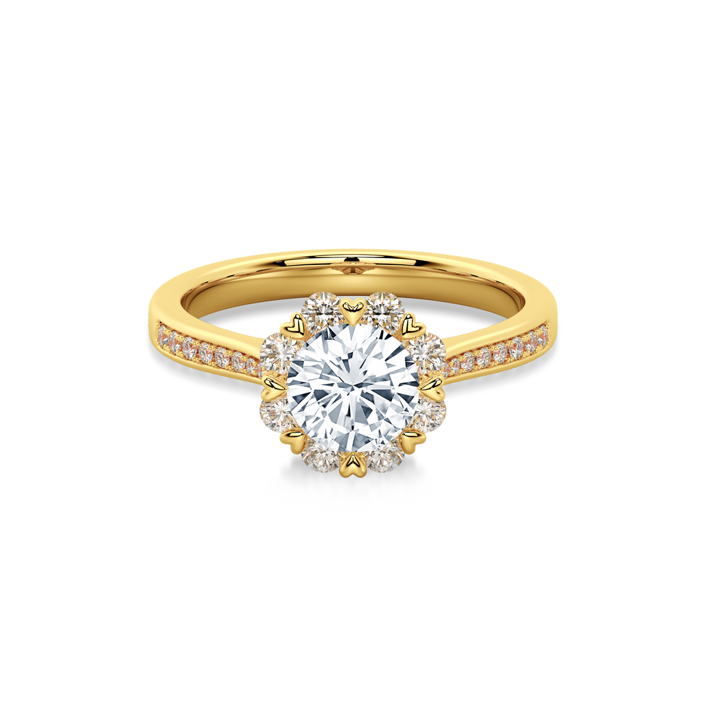 Bouquet Pave Ring Round 18K Yellow Gold