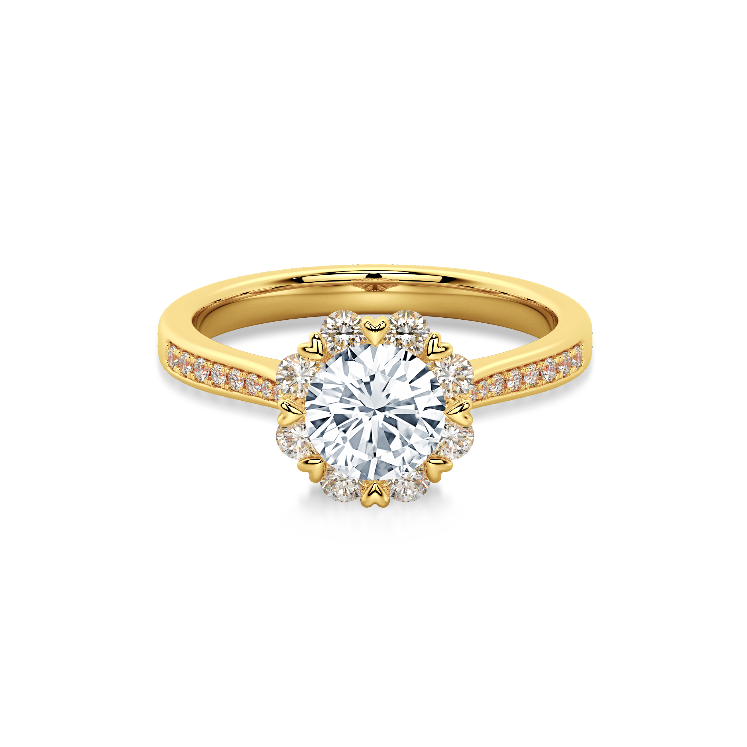 Bouquet Pave Ring Round 18K Yellow Gold