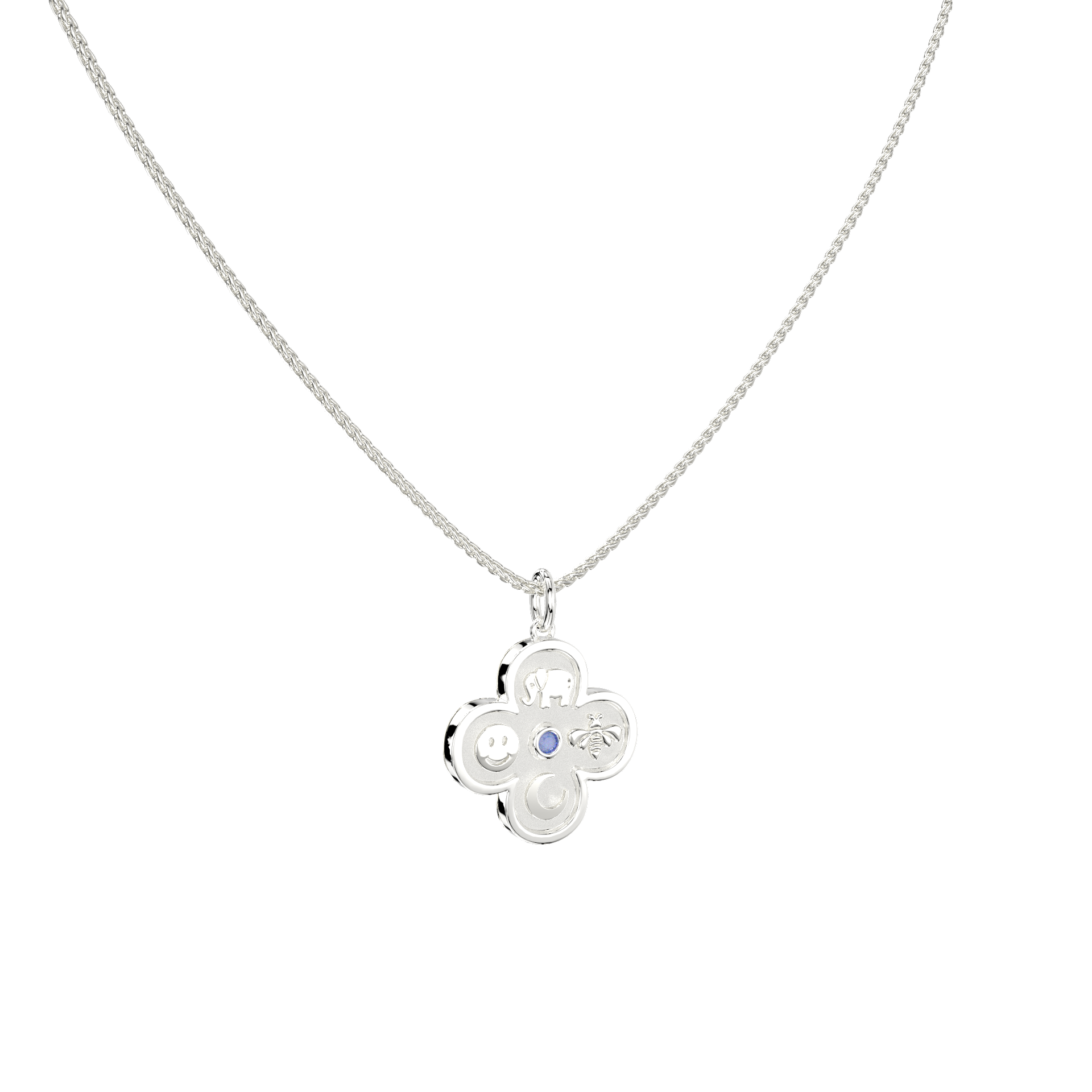Rhodium Plated Elements Necklace