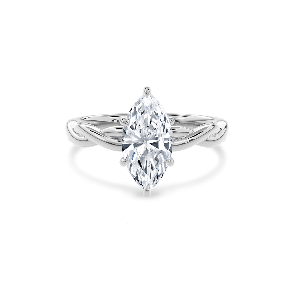 Rhea Twisted Engagement Ring Marquise•White Gold