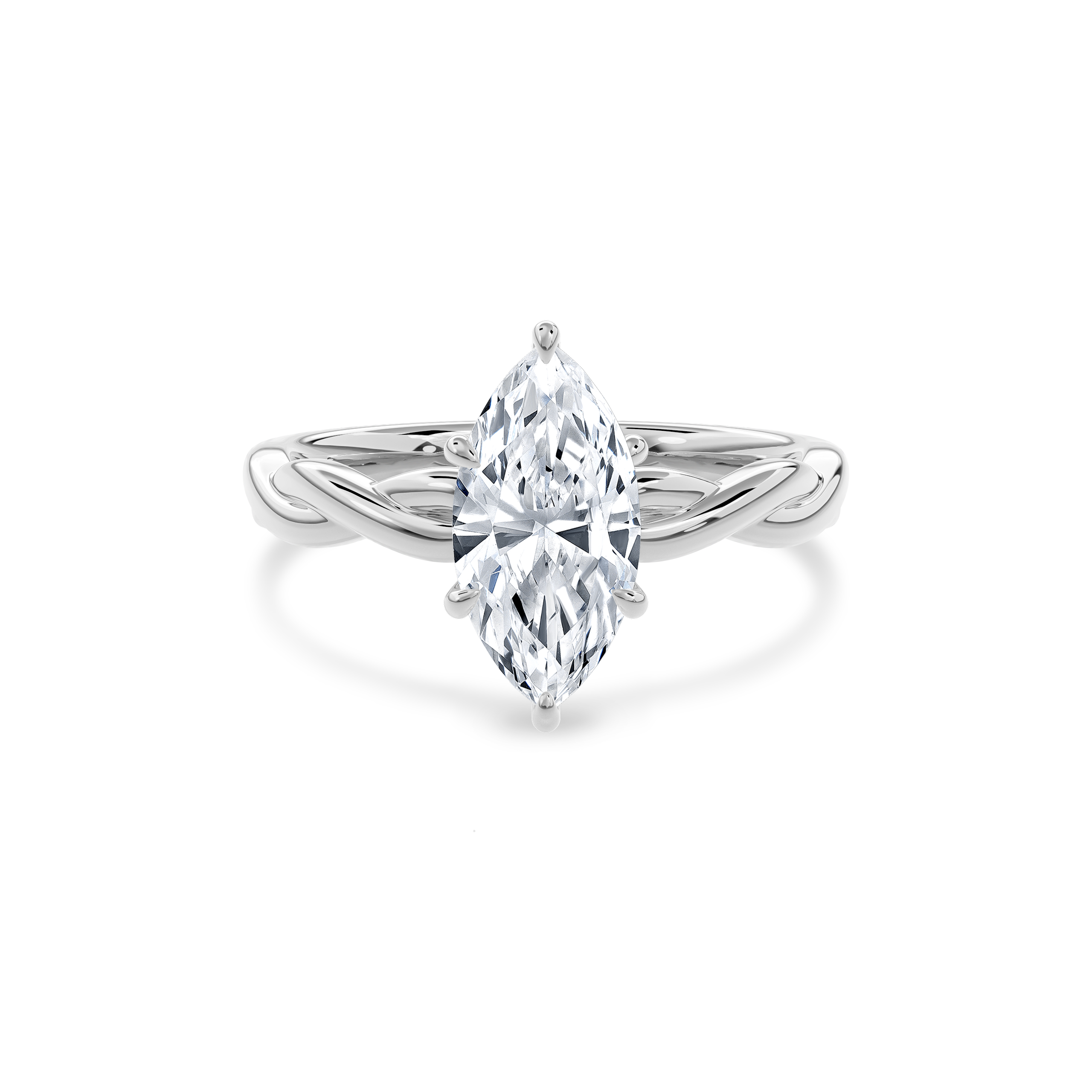 Rhea Twisted Engagement Ring Marquise•White Gold