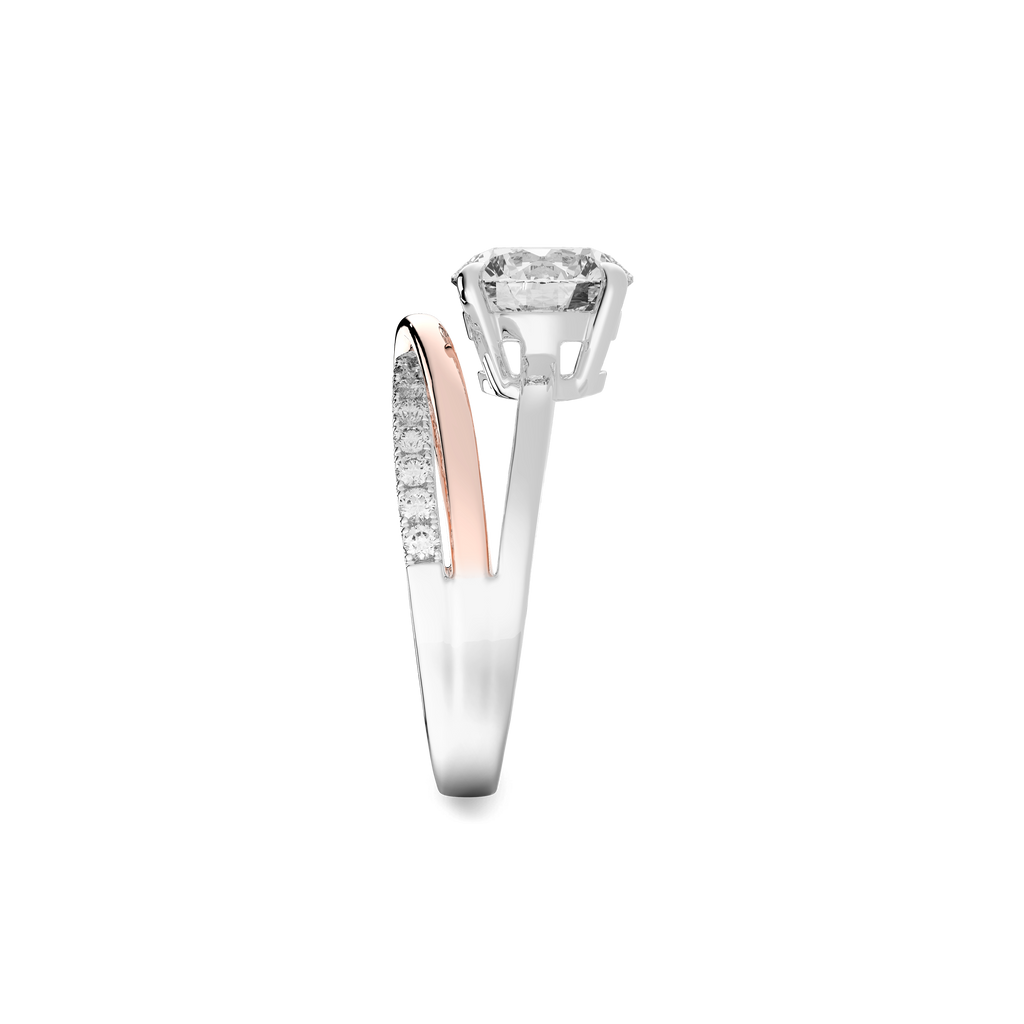 Interlace Meteor Round Ring in 14 Silver & Rose Gold