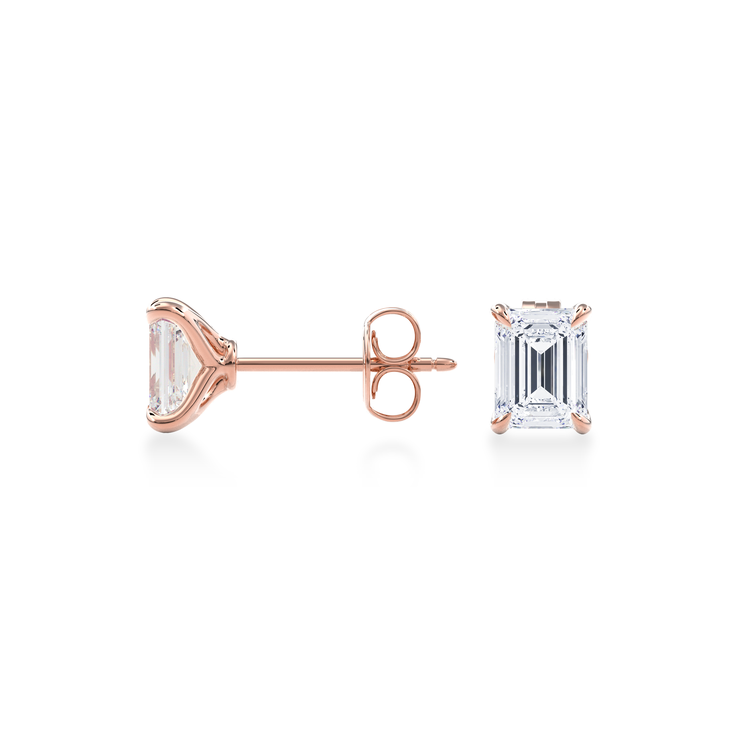 Dia Solitaire Single Stud Earring Emerald•Rose Gold
