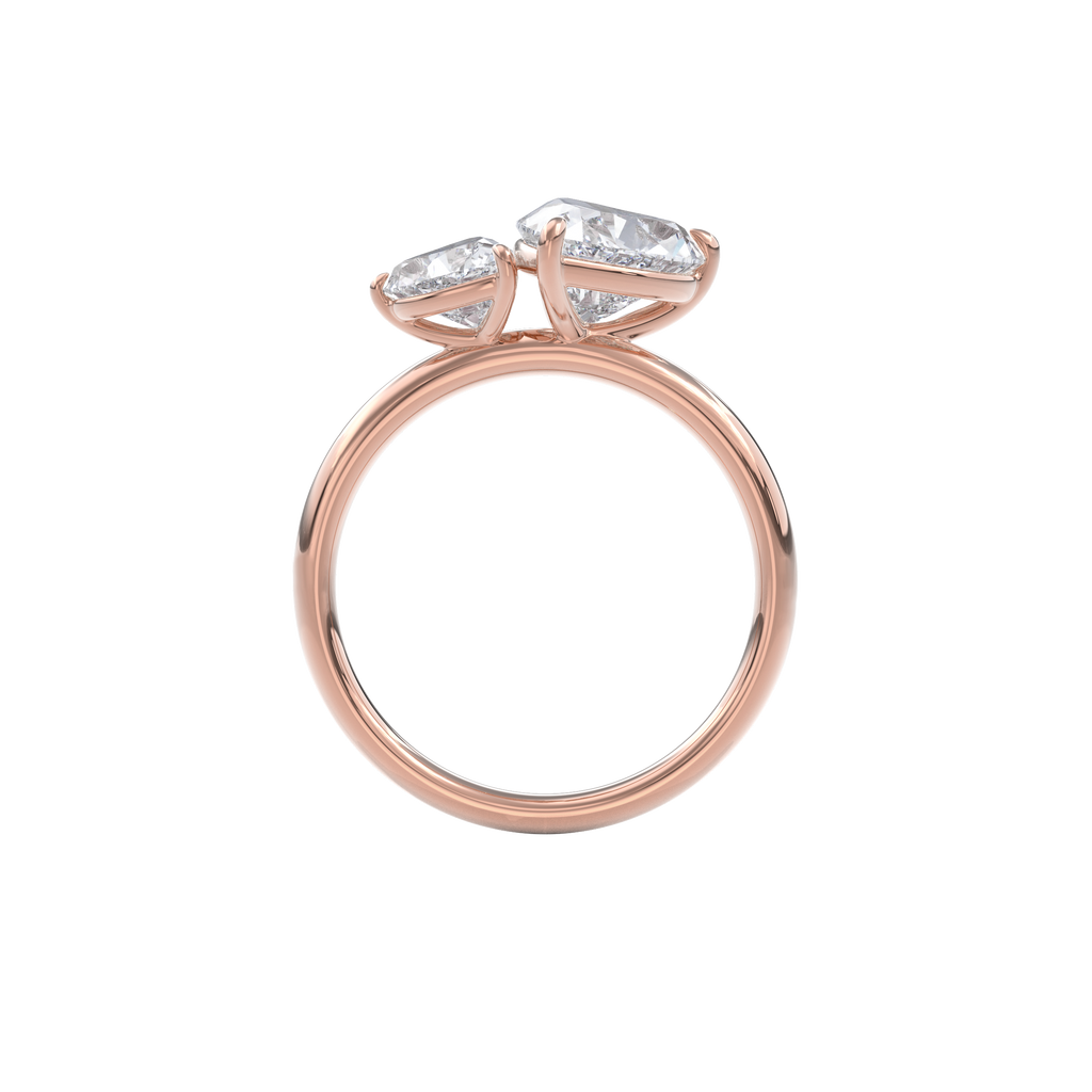 Callisto Two Stones Engagement Ring Heart•Rose Gold
