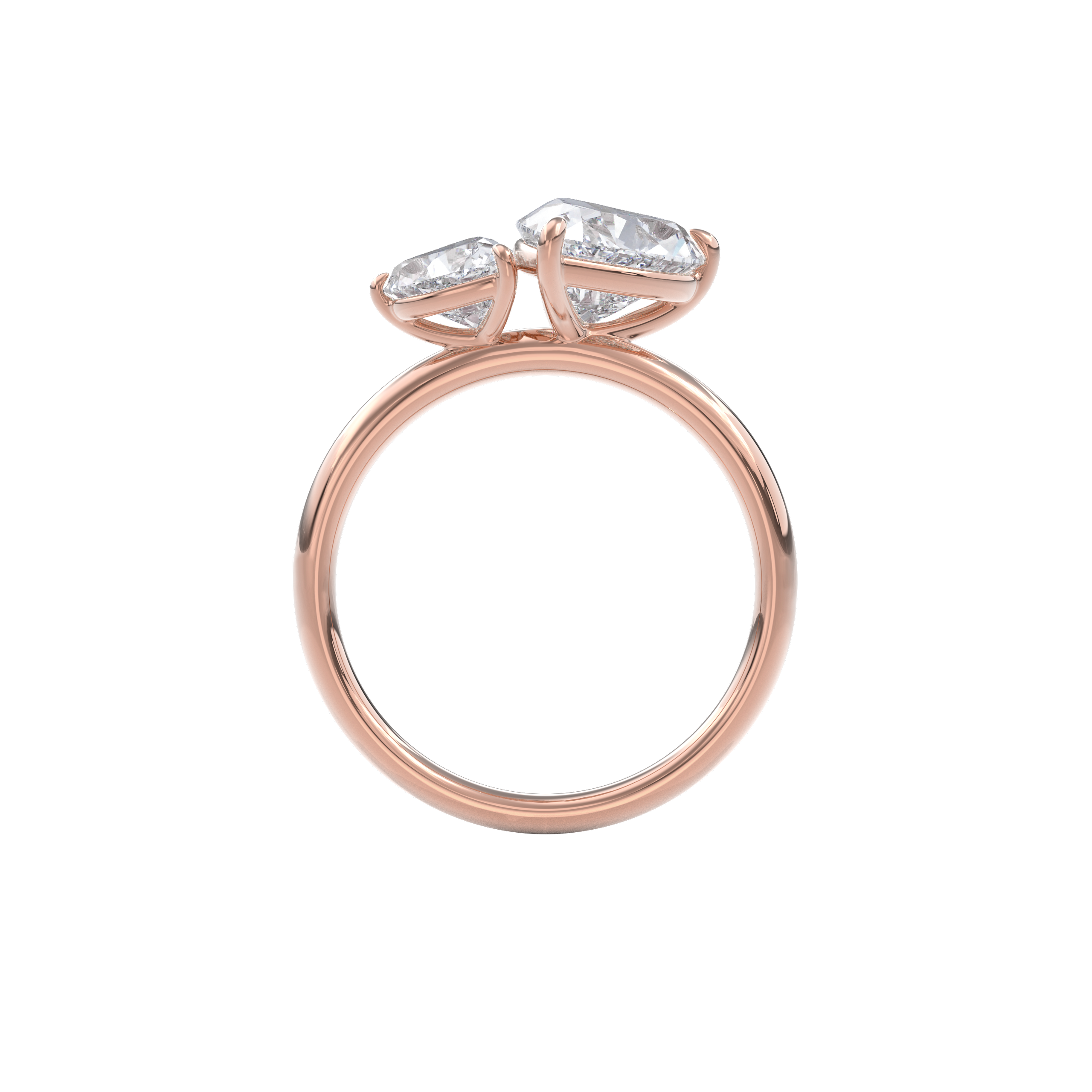 Callisto Two Stones Engagement Ring Heart•Rose Gold