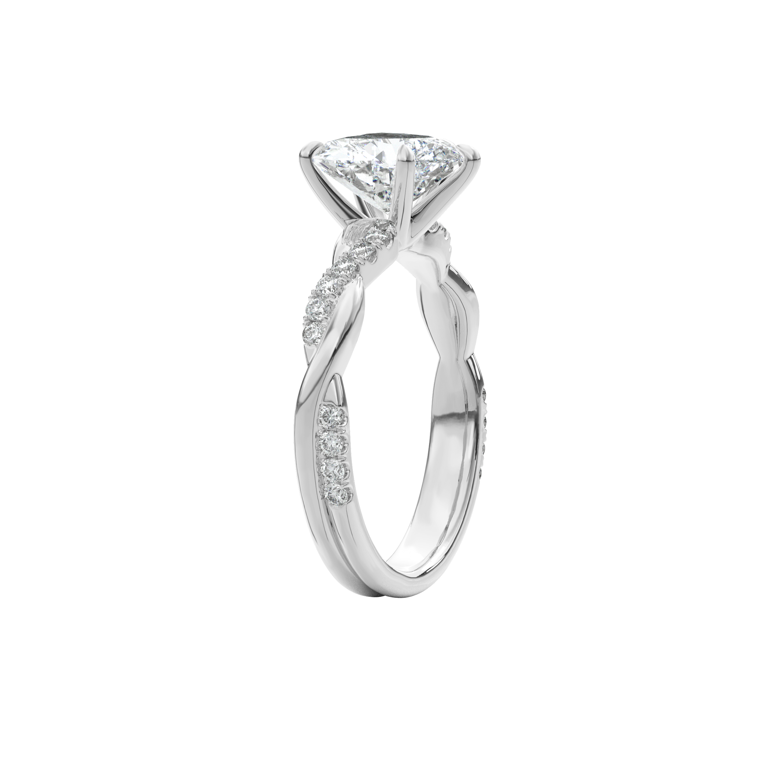 Rhea Twisted Pave Engagement Ring Heart•White Gold