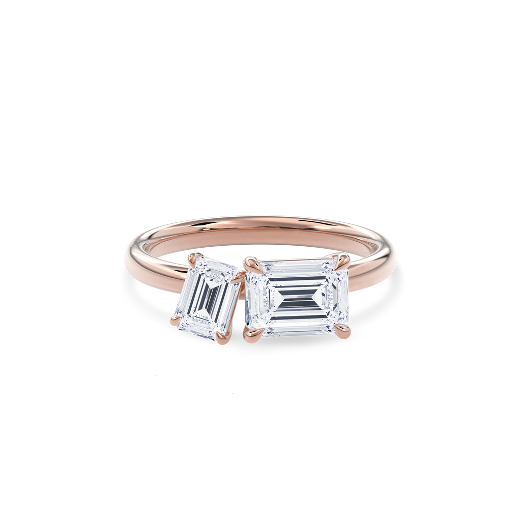 Callisto Two Stones Engagement Ring Emerald•Rose Gold