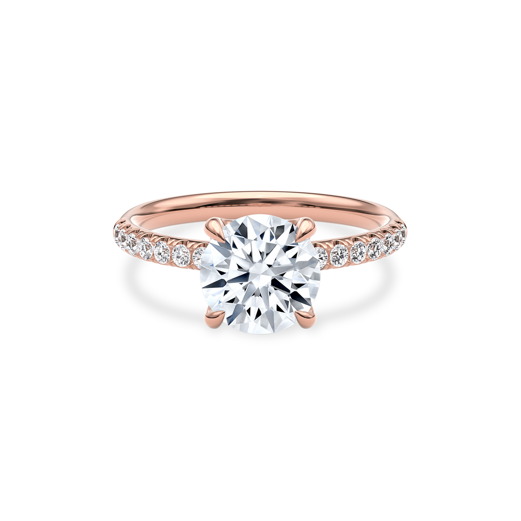 Dia Solitaire Pave Engagement Ring Round•Rose Gold