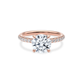 Dia Solitaire Pave Engagement Ring Round•Rose Gold